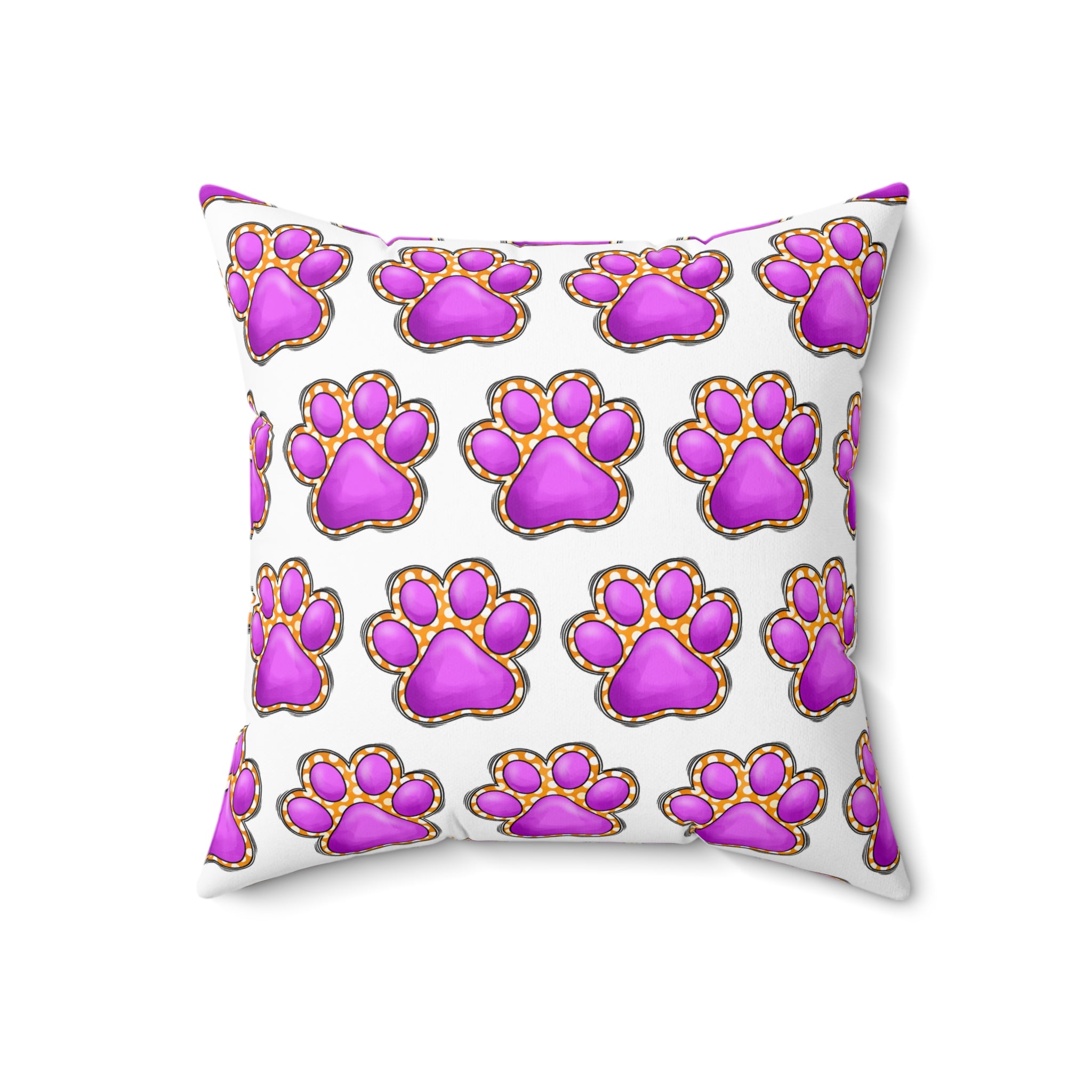 Pink Paw Print Pattern Pillow | Pet Lover Decorative Cushion
