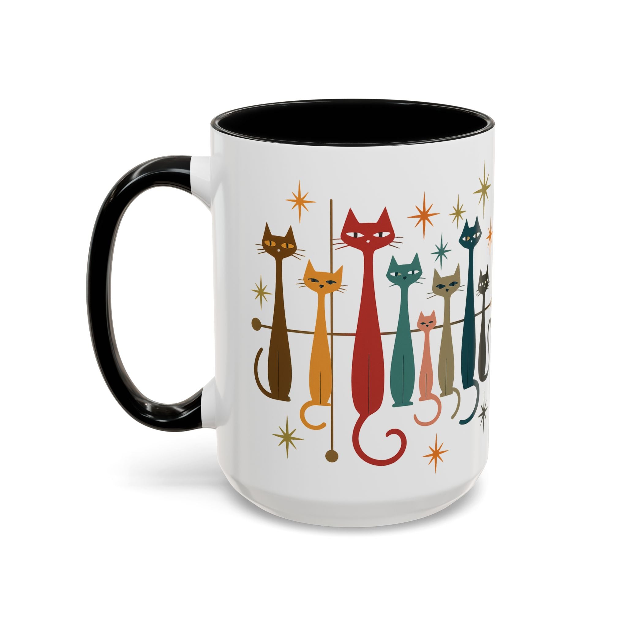 Retro Mid-Century Cats 1950s 1960s Accent Coffee Mug | 11oz 15oz