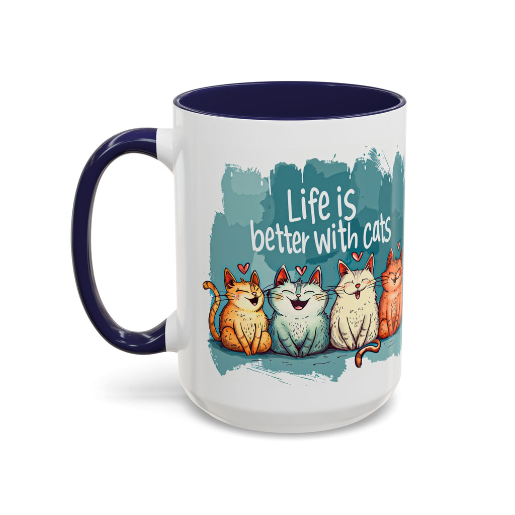 Life Is Better With Cats Coffee Mug | Accent Two-Tone Mug