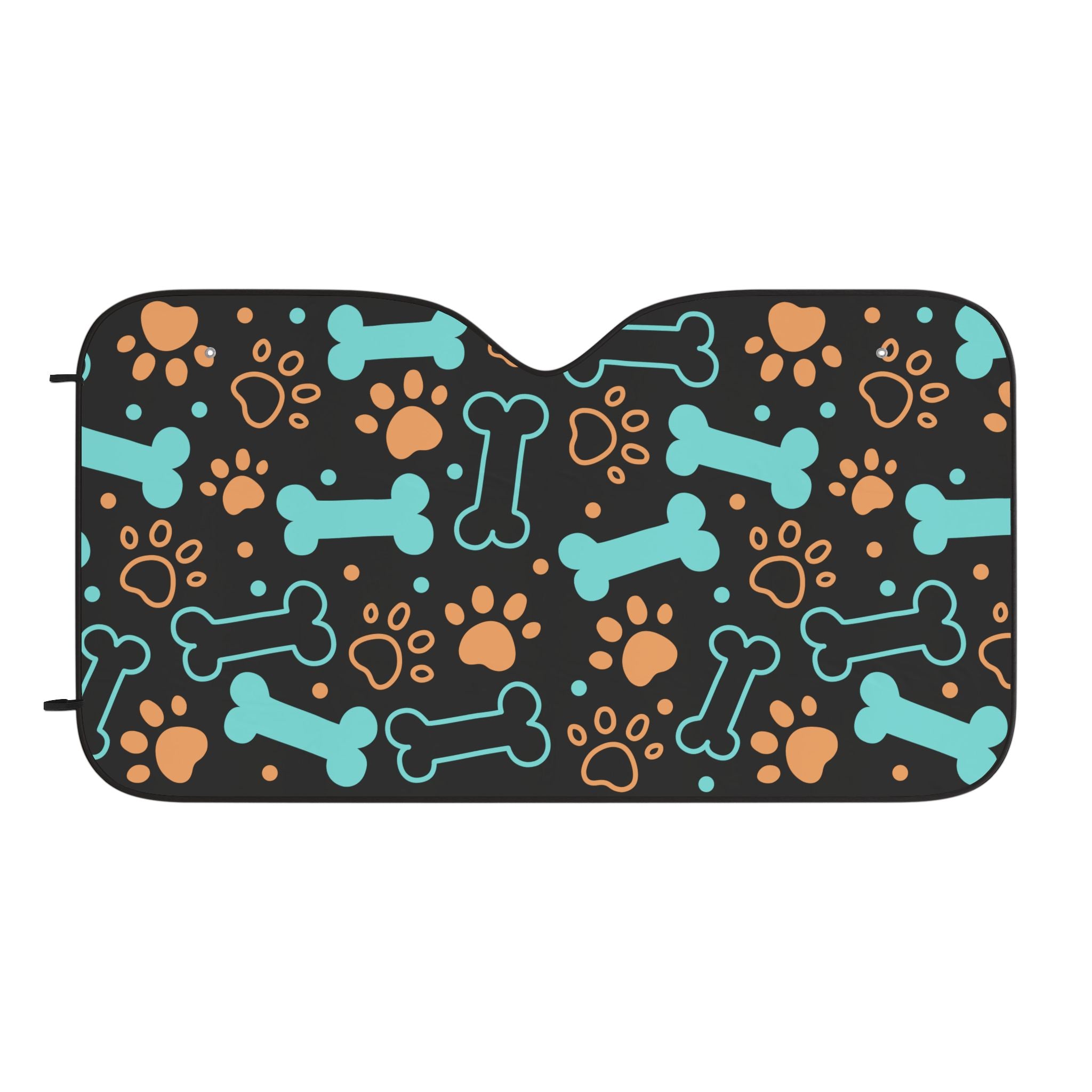 Dog Bone and Paw Print Car Sun Shade | Pet Pattern Windshield Cover