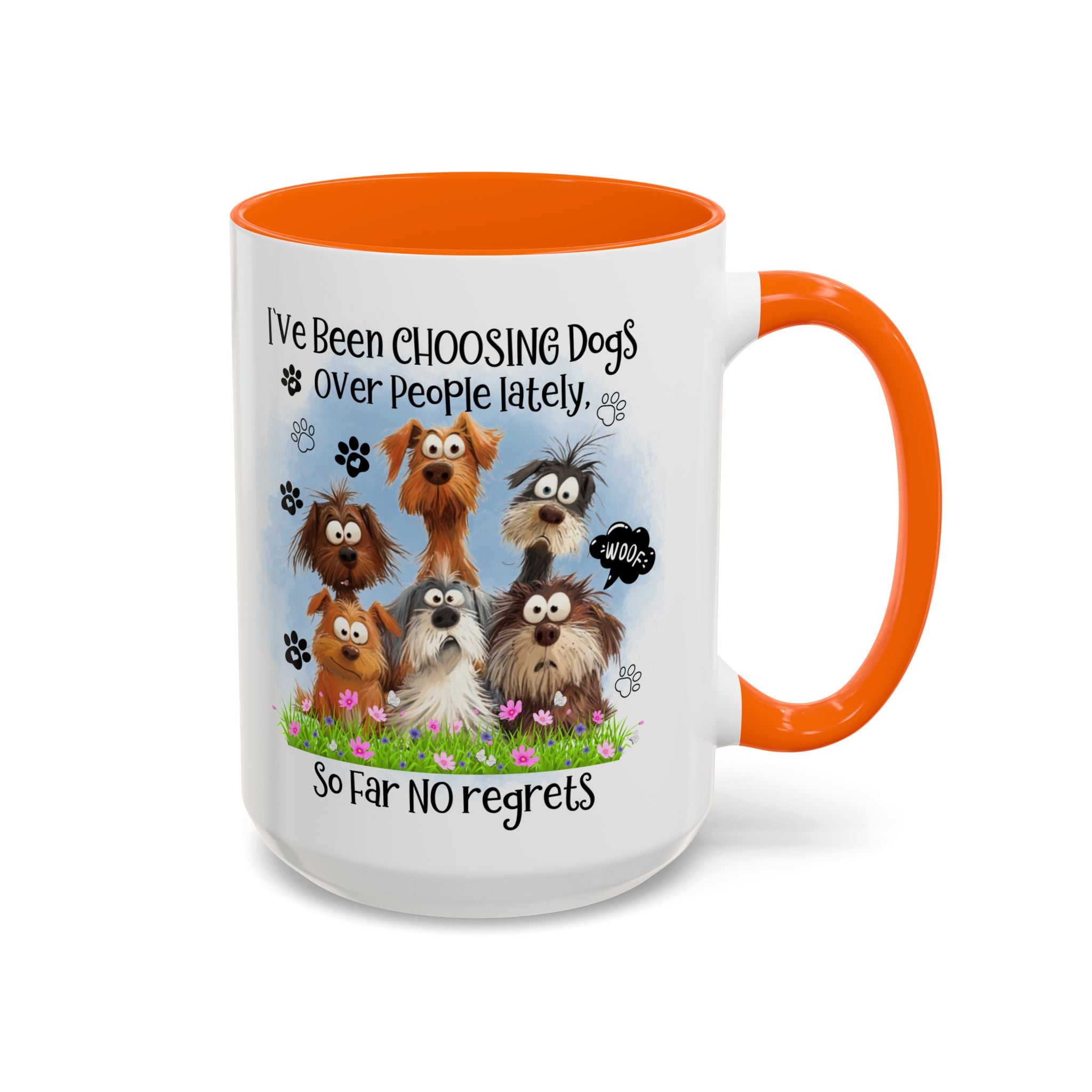 Choosing Dogs Over People Mug | Funny Cute Cartoon Dogs, 11oz 15oz Accent Coffee Mug