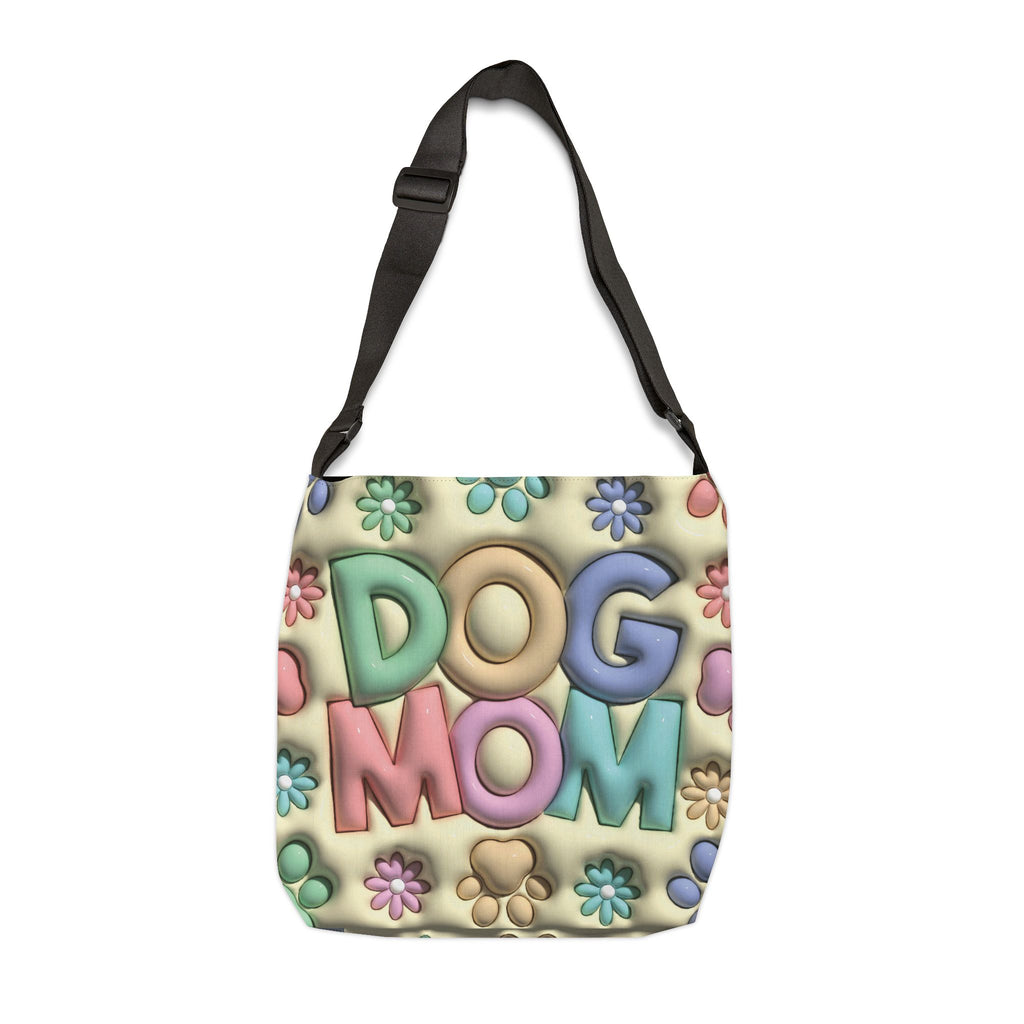 Dog Mom Adjustable Tote Bag | Pastel Floral Paw Print Design