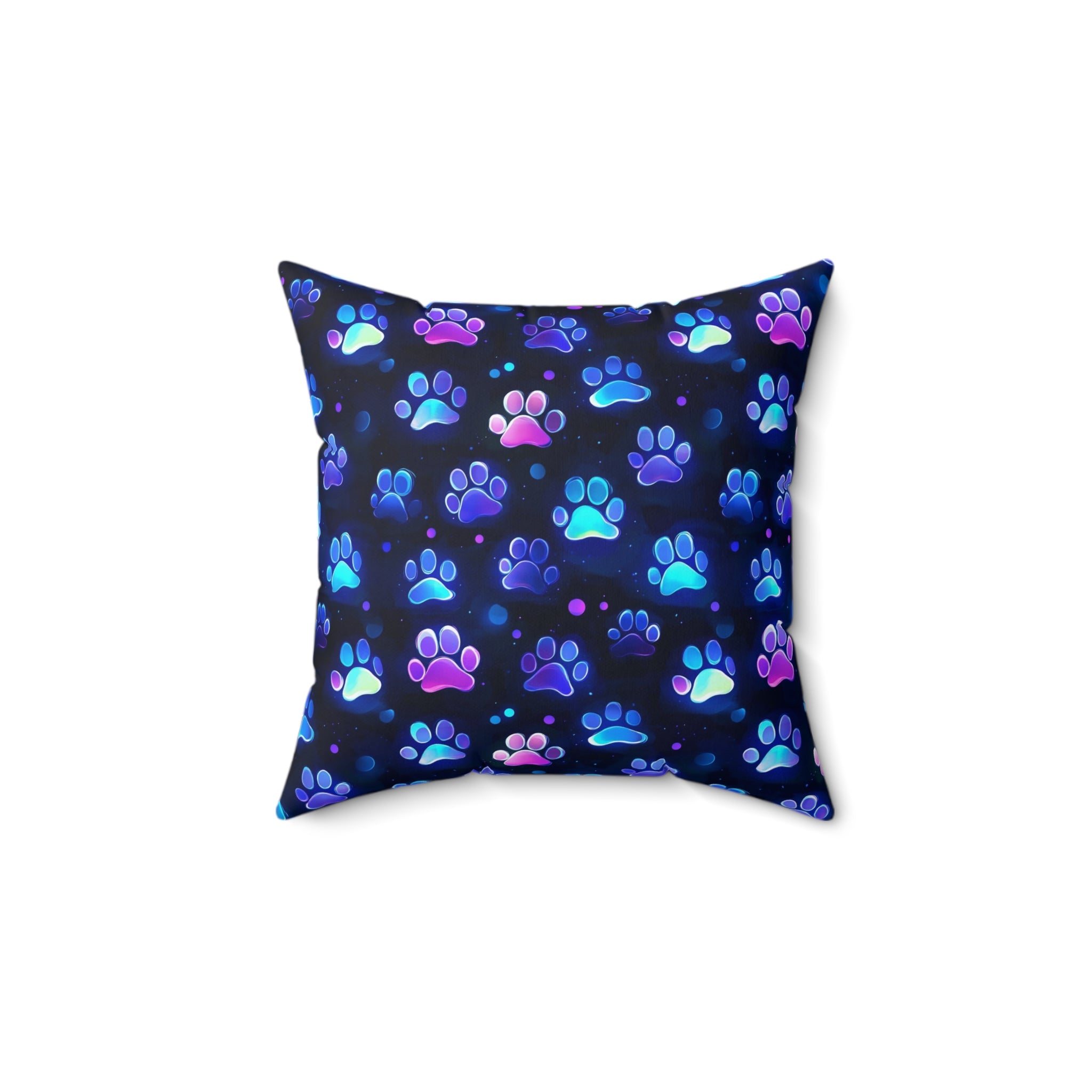 Neon Paw Print Pattern Pillow | Square Polyester Pillow