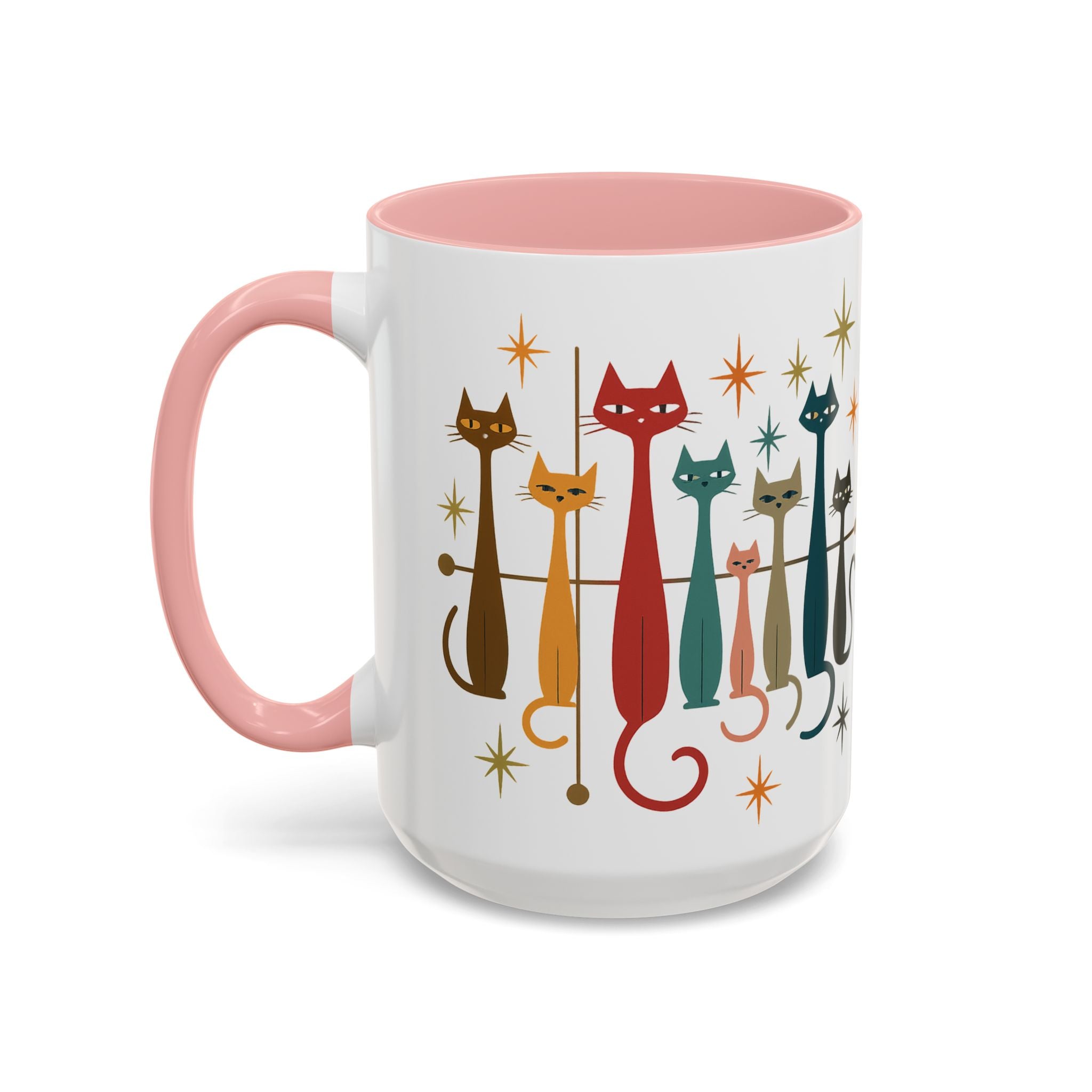 Retro Mid-Century Cats 1950s 1960s Accent Coffee Mug | 11oz 15oz