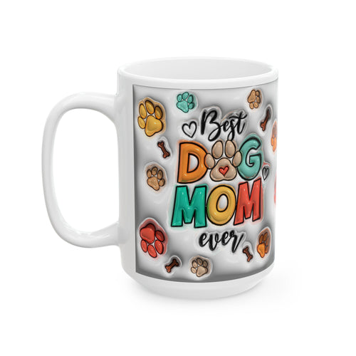 Best Dog Mom mug | Paw Print Pattern Ceramic Mug, 11oz or 15oz