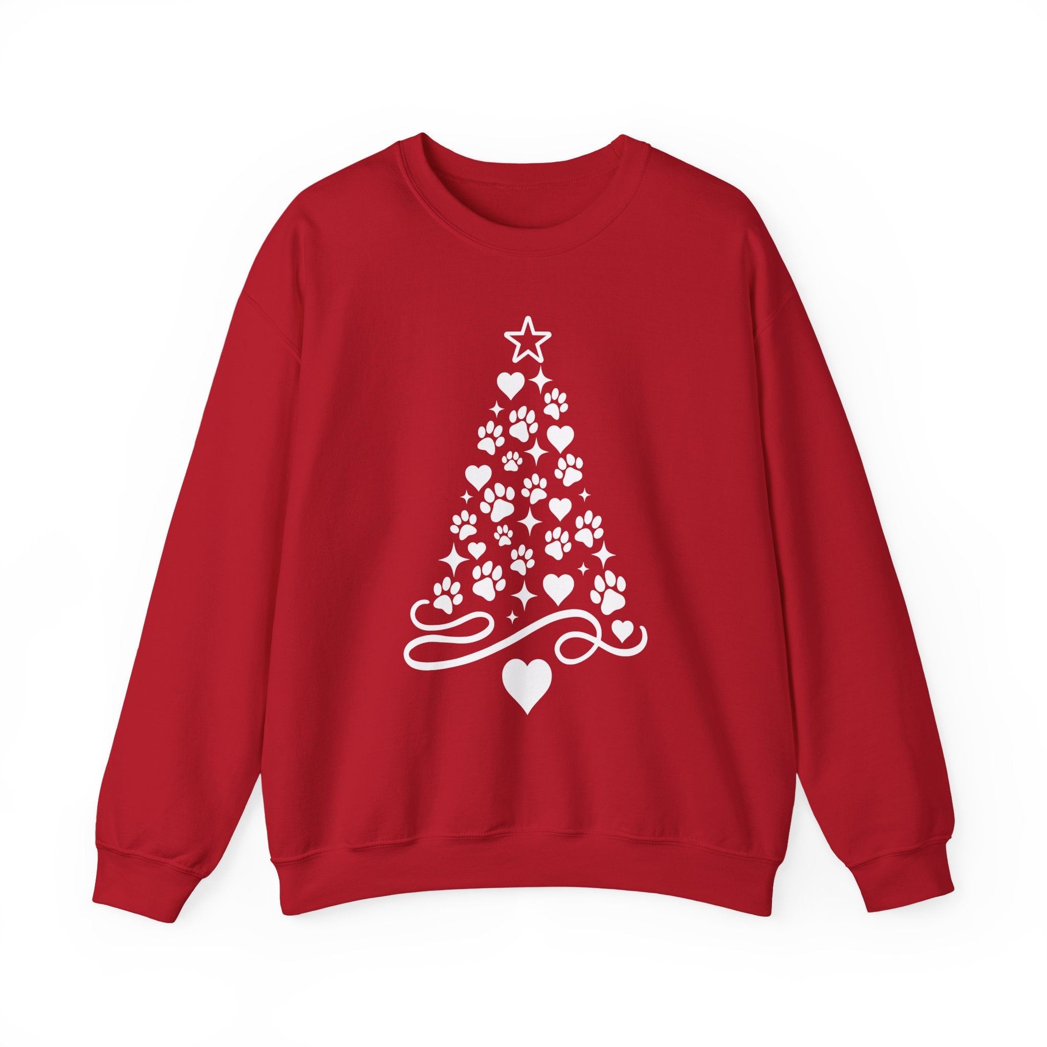 Paw Paw Print Christmas Tree Sweatshirt | Pet Lover Holiday Crewneck