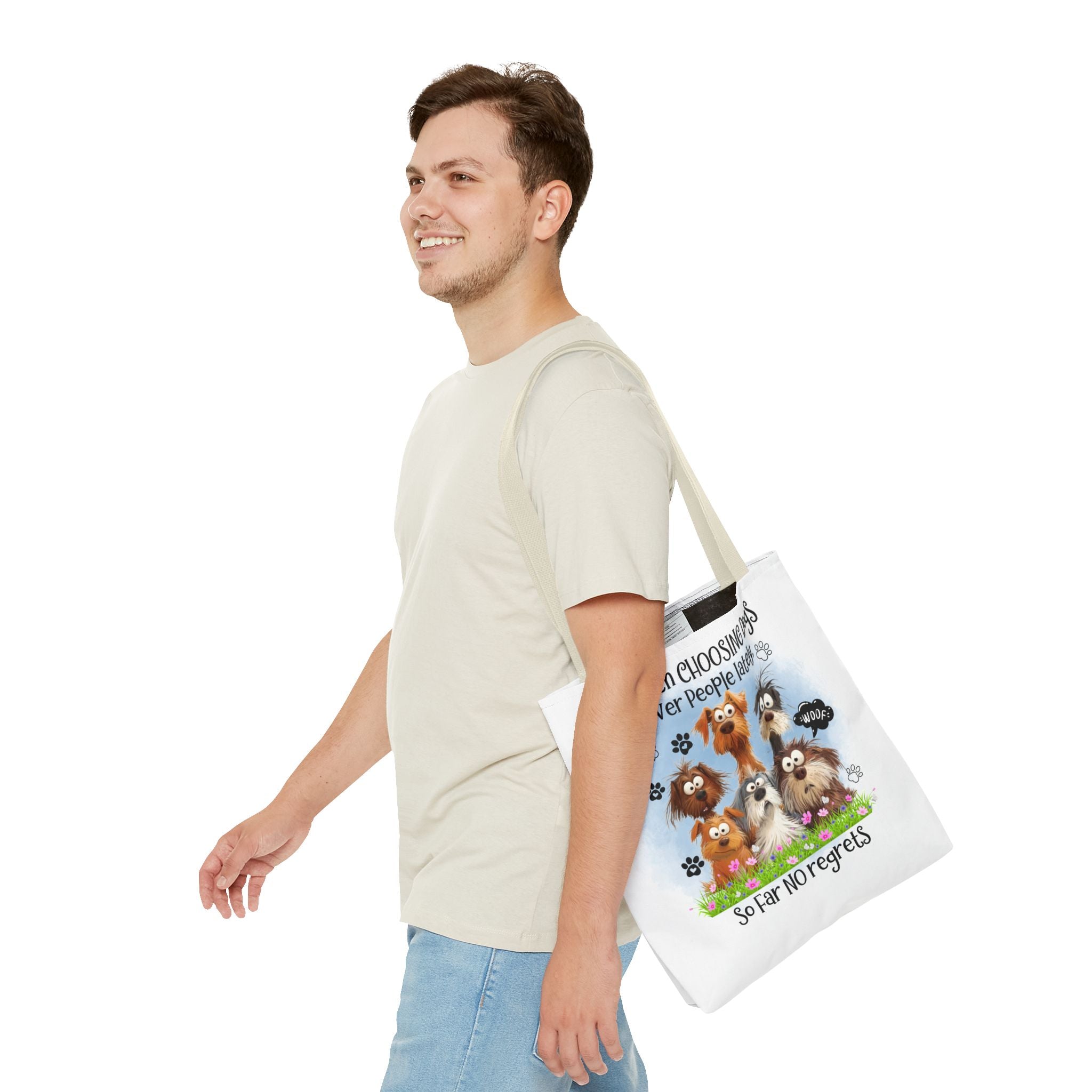 Choosing Dogs Over People Tote Bag | Cute Cartoon Dogs, Paw Print Design