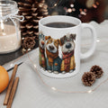 Whimsical Dog with Glasses and Scarf Mug | Ceramic Coffee Cup