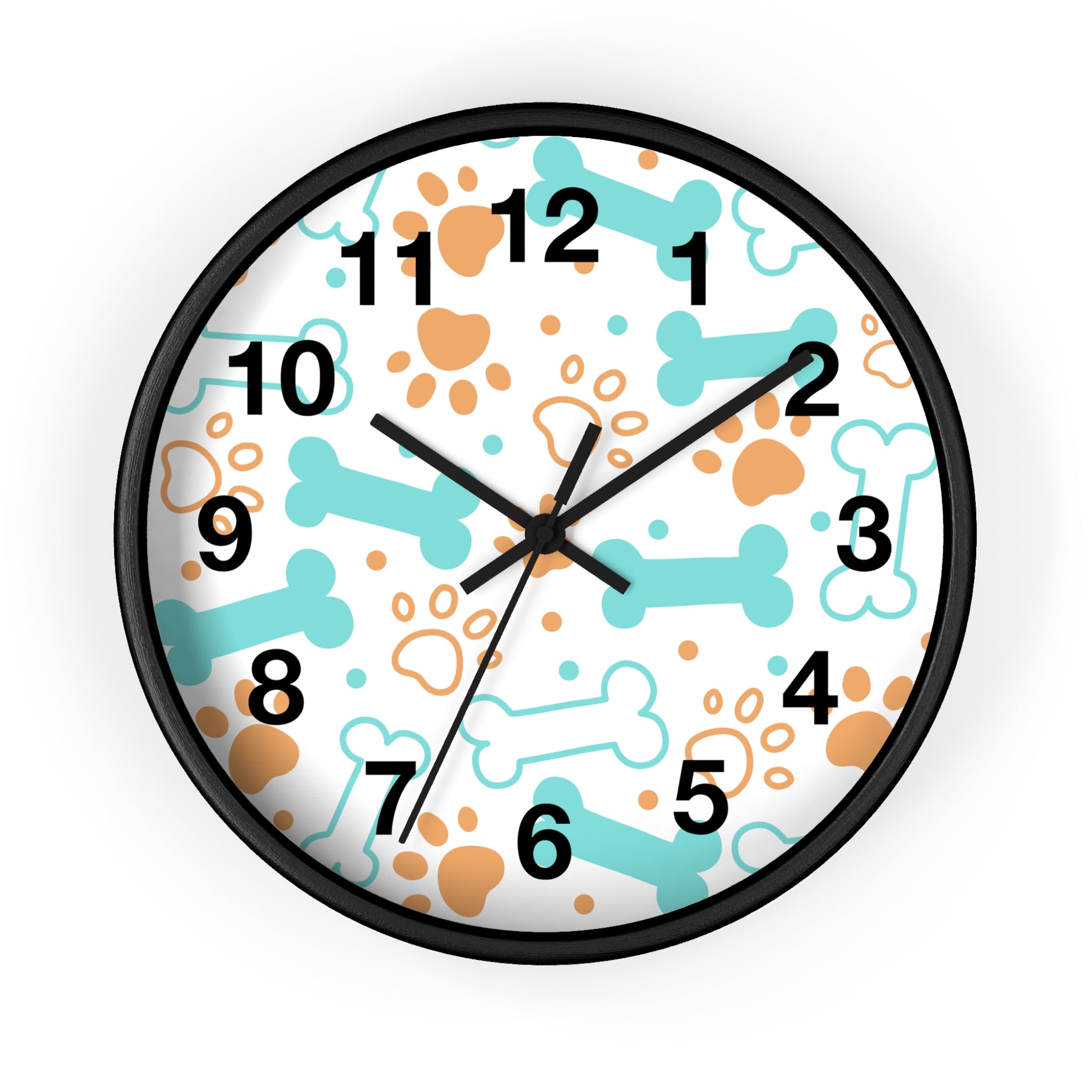Dog Bones and Paw Prints Wall Clock | Pet-themed Nursery Clock