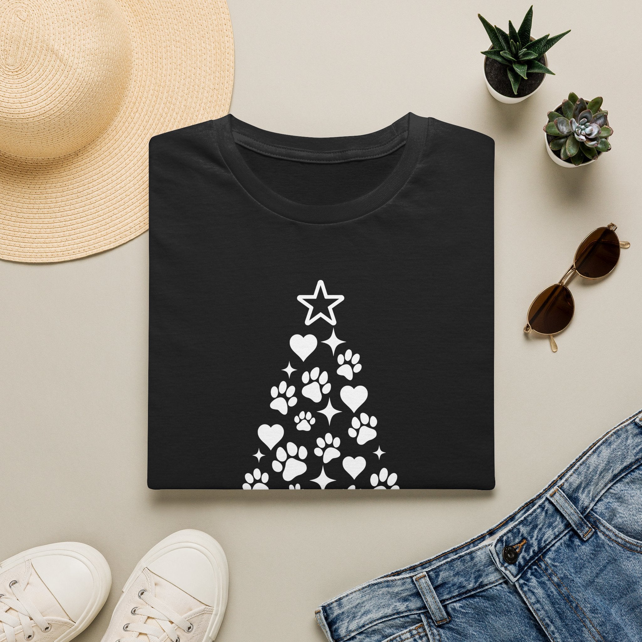Paw Paw Print Christmas Tree T-Shirt | Dog Lover Holiday Tee