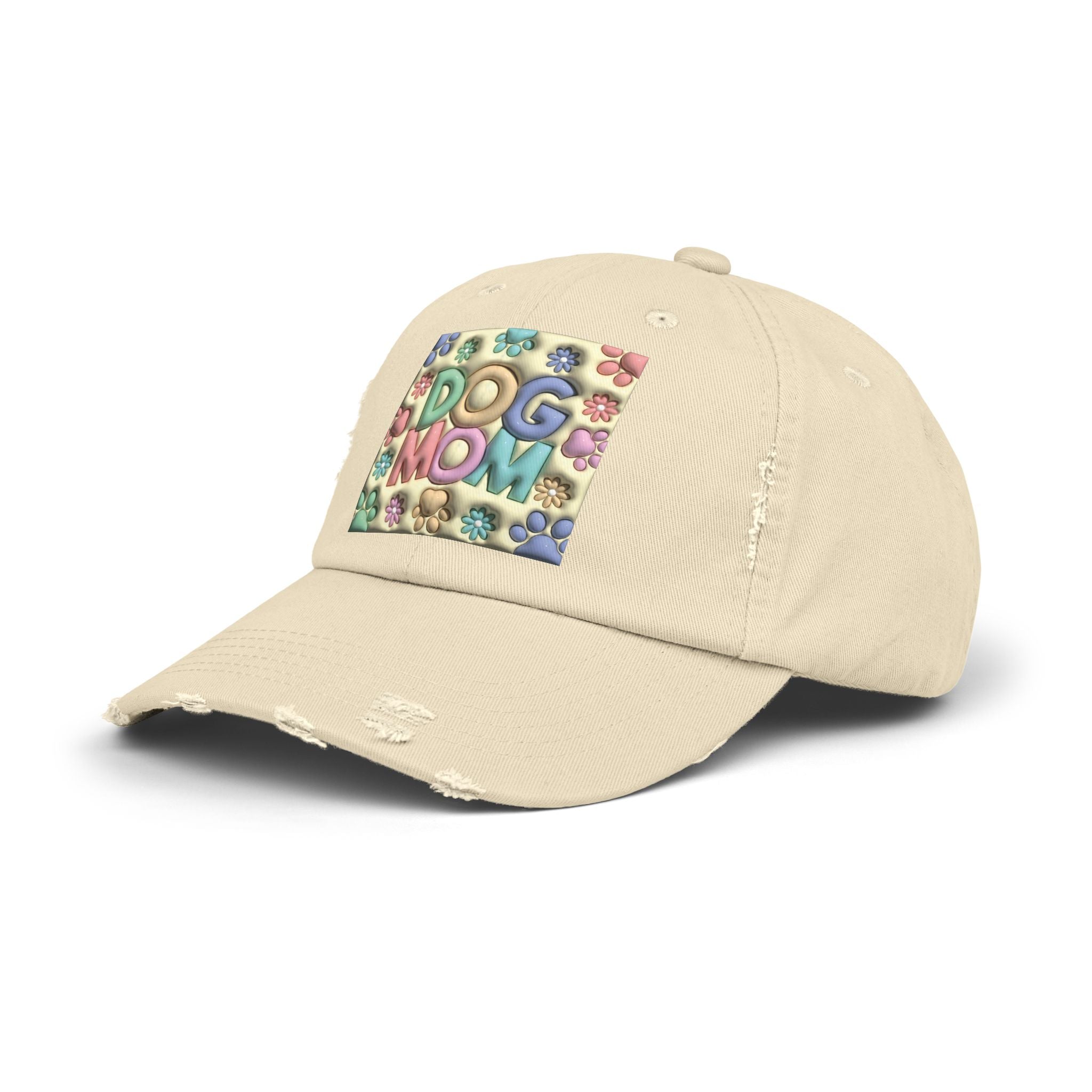 Dog Mom pastel paw print Hat | Distressed Dad Cap