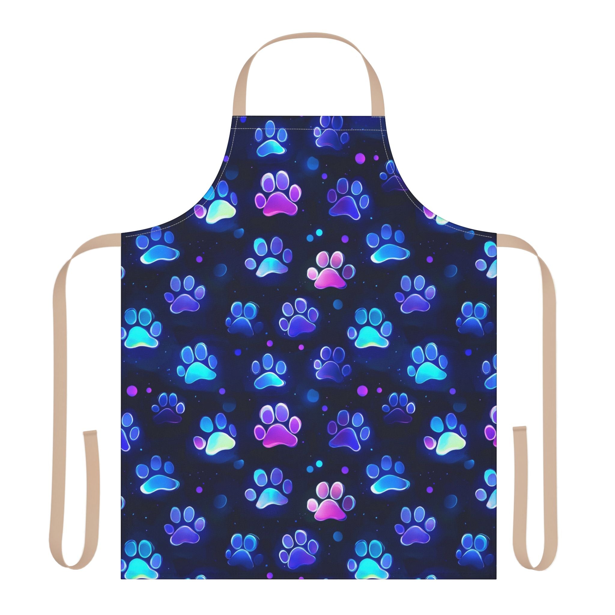 Neon Paw Prints Apron | Colorful Cat Dog Paws Pattern