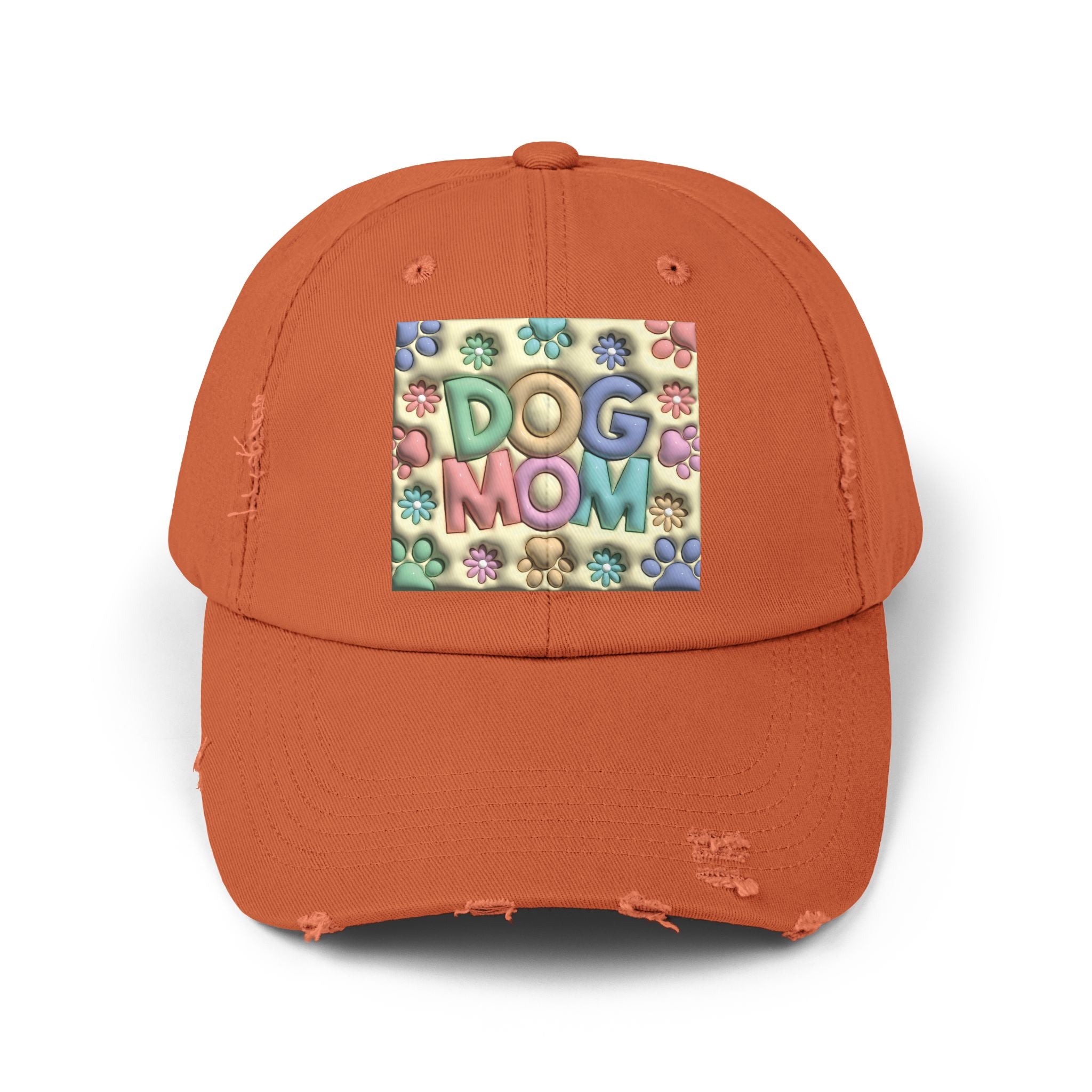 Dog Mom pastel paw print Hat | Distressed Dad Cap