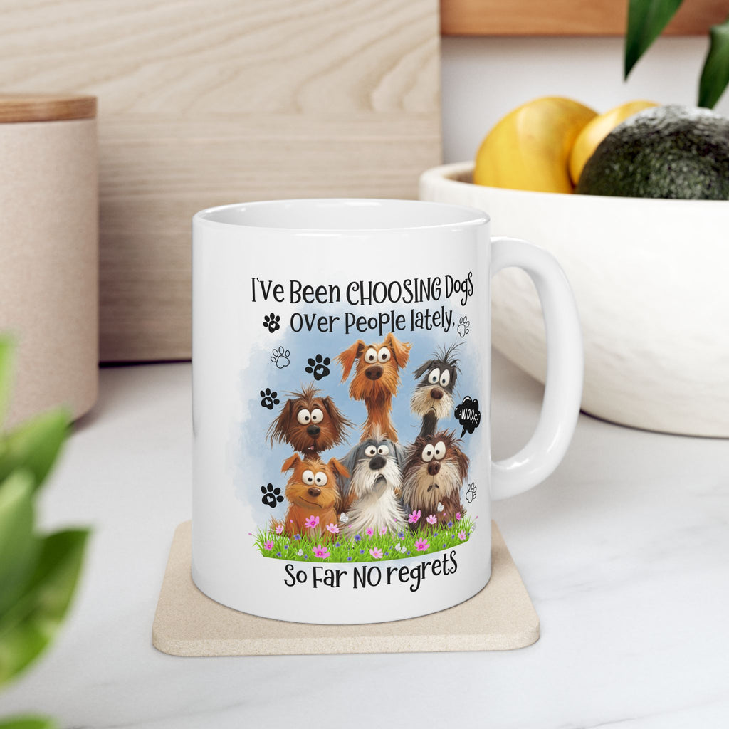I've Been Owned by Dogs Mug | Cute Paw Print Dog Stack Ceramic Mug