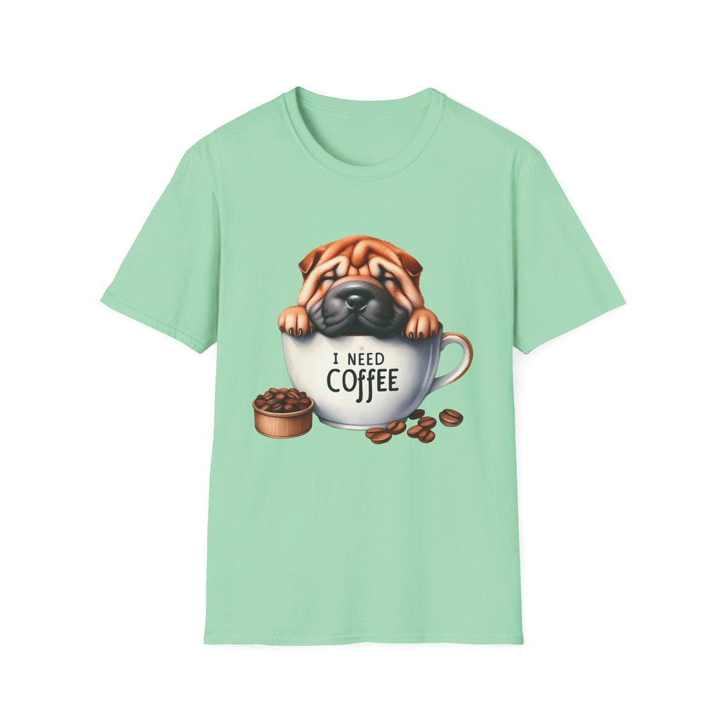 Pug in Coffee Cup T-Shirt | I Need Coffee Puppy Tee