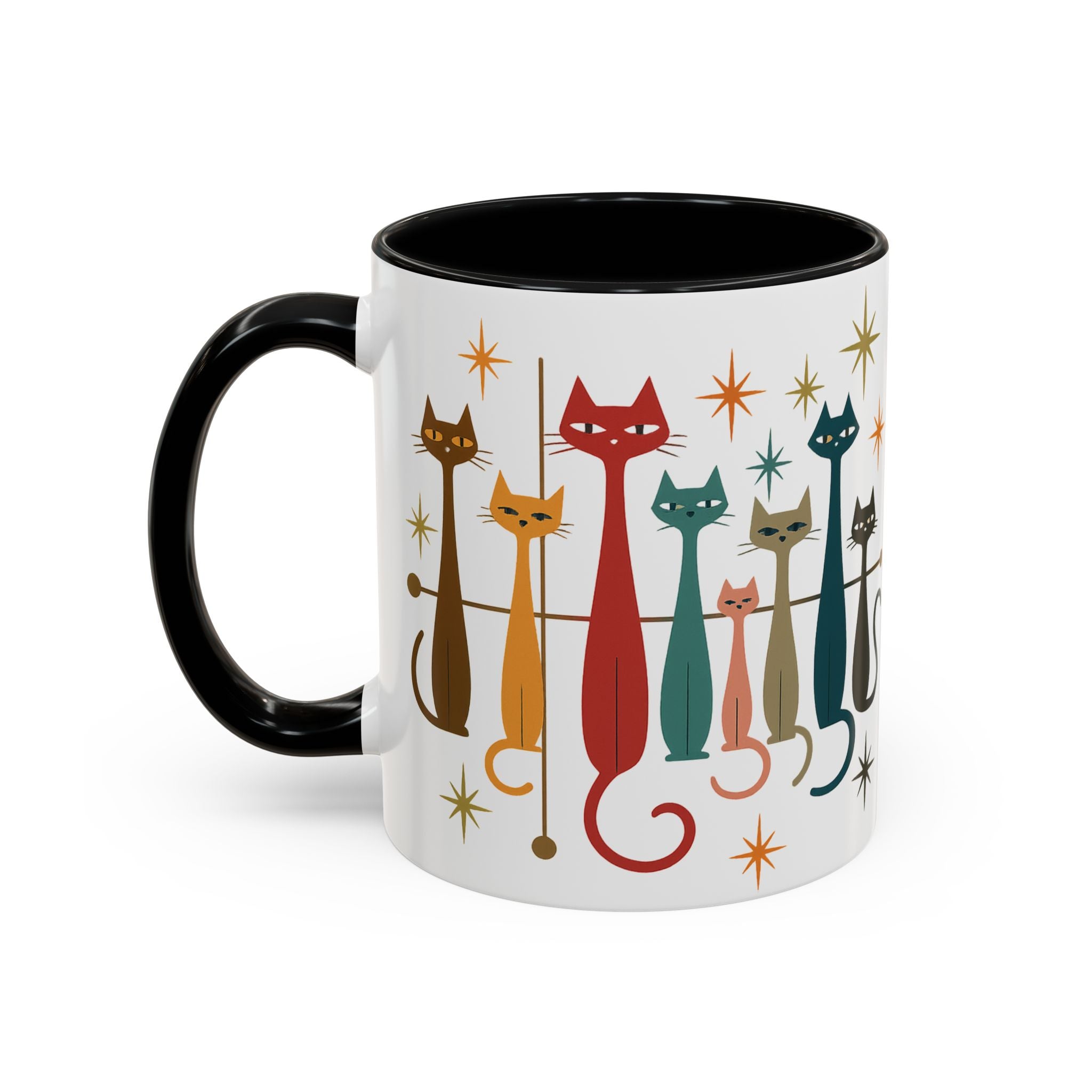 Retro Mid-Century Cats 1950s 1960s Accent Coffee Mug | 11oz 15oz