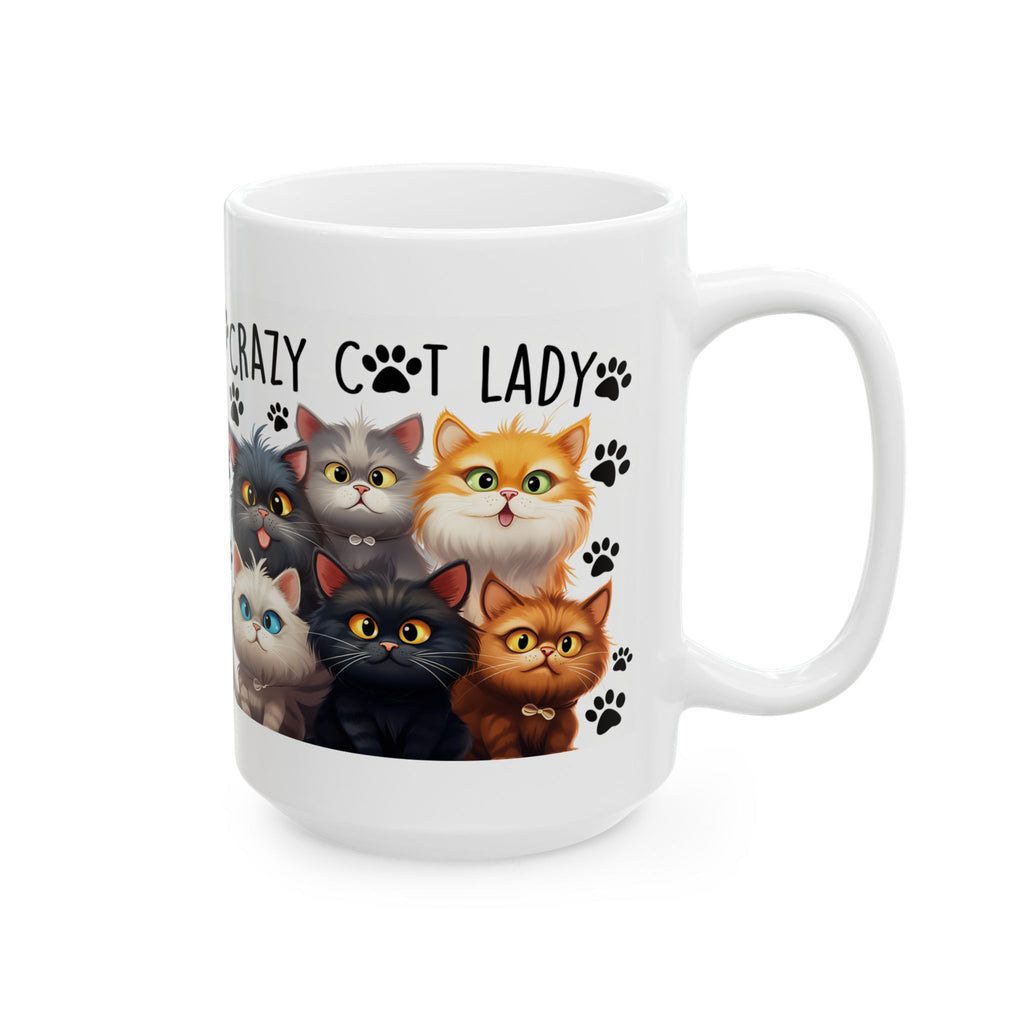 Crazy Cat Lady Cats mug | Cute cartoon kittens paw prints ceramic mug