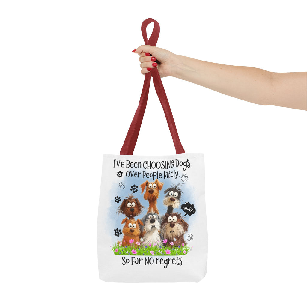Choosing Dogs Over People Tote Bag | Cute Cartoon Dogs, Paw Print Design