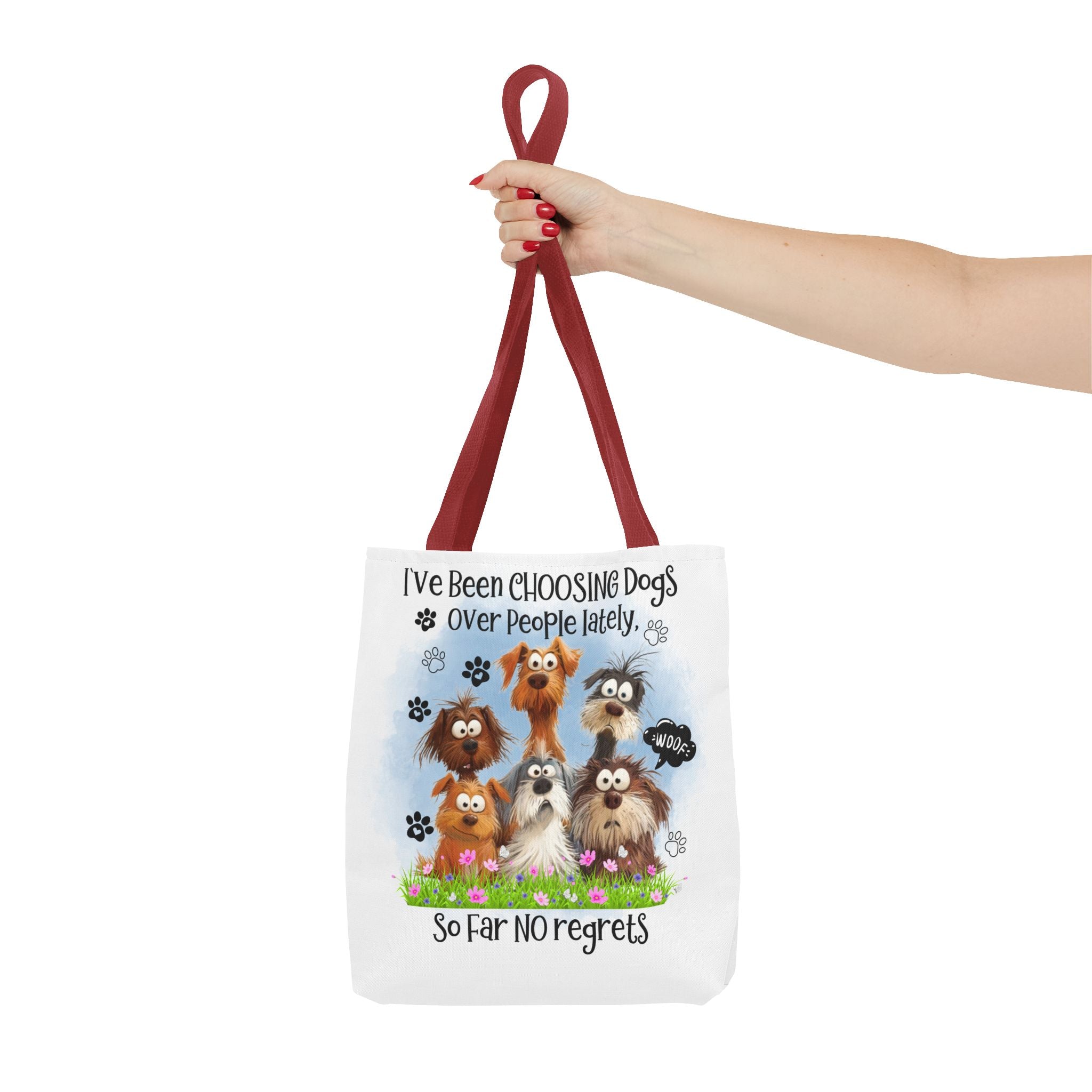 Choosing Dogs Over People Tote Bag | Cute Cartoon Dogs, Paw Print Design