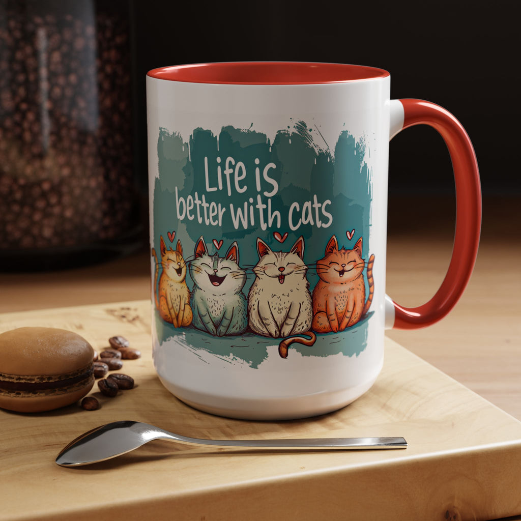Life Is Better With Cats Coffee Mug | Accent Two-Tone Mug