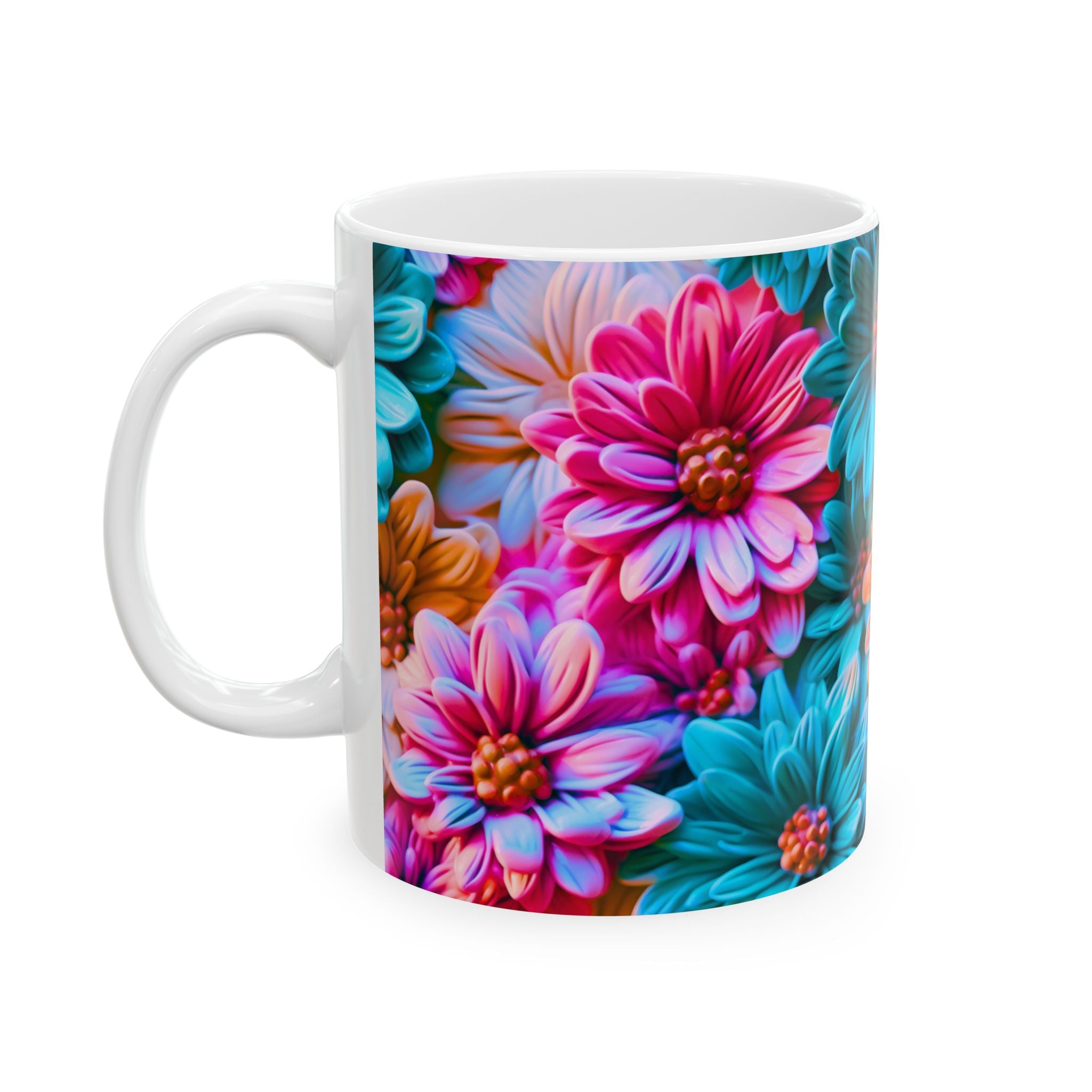 Colorful Daisy Pattern Mug | Floral Ceramic Coffee Cup