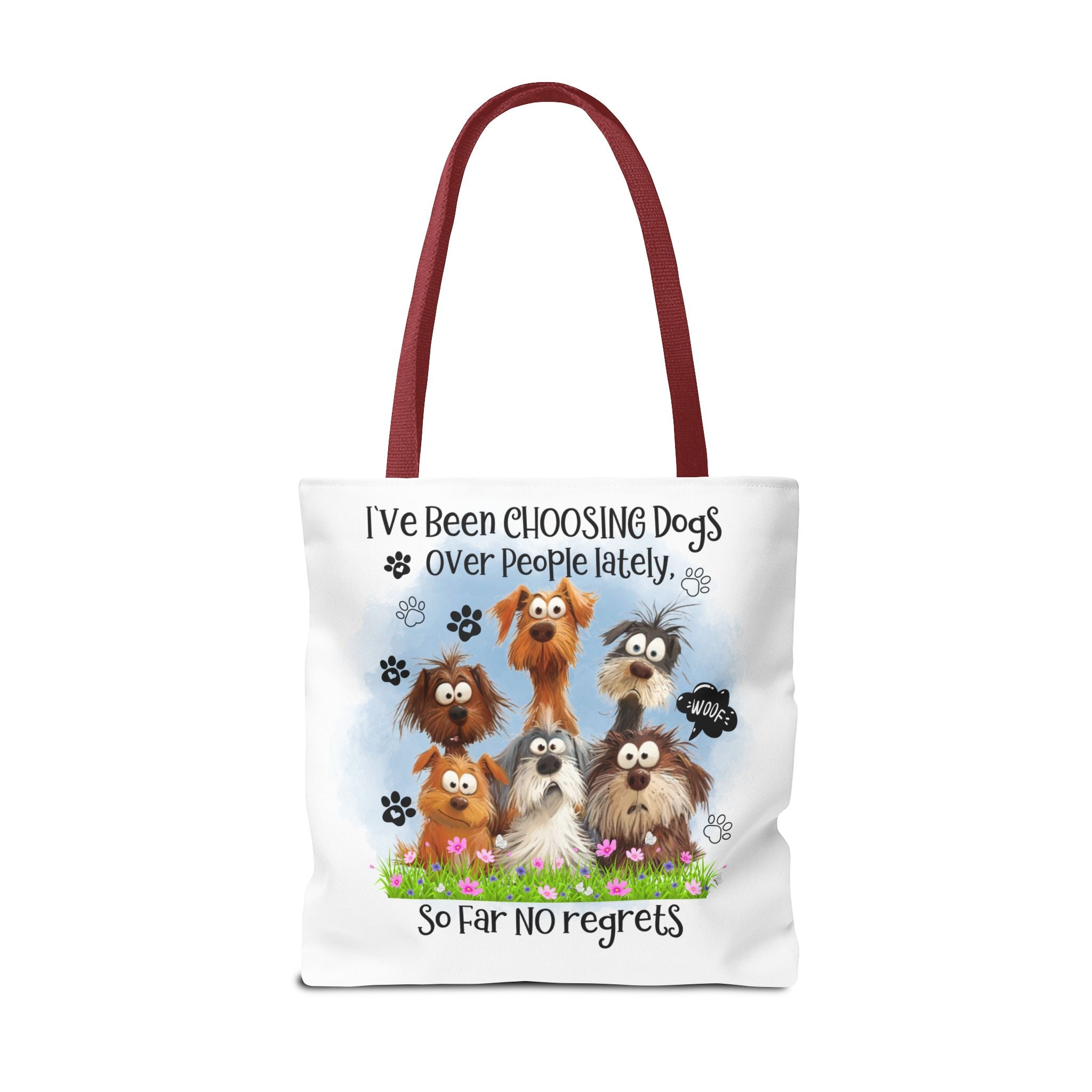 Choosing Dogs Over People Tote Bag | Cute Cartoon Dogs, Paw Print Design