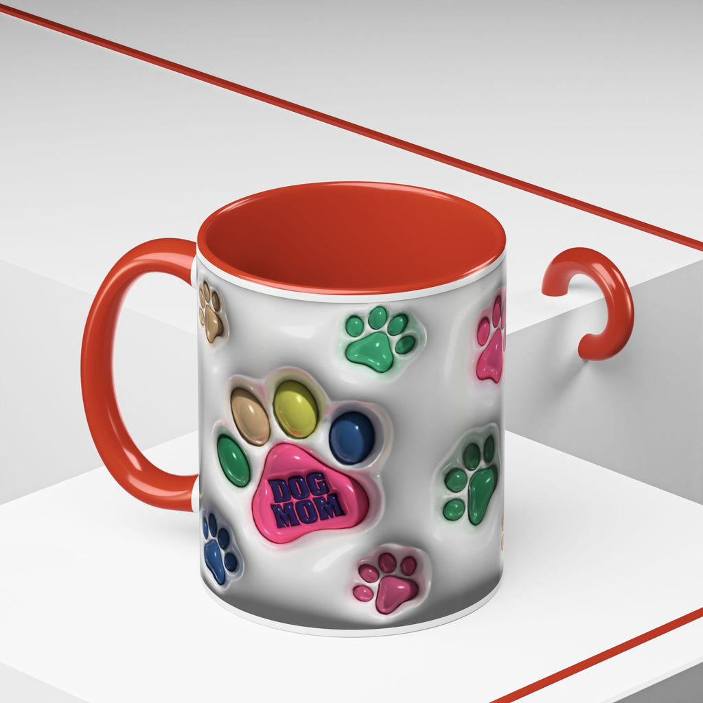 Colorful Paw Print Dog Mom Mug | Accent Coffee Mug