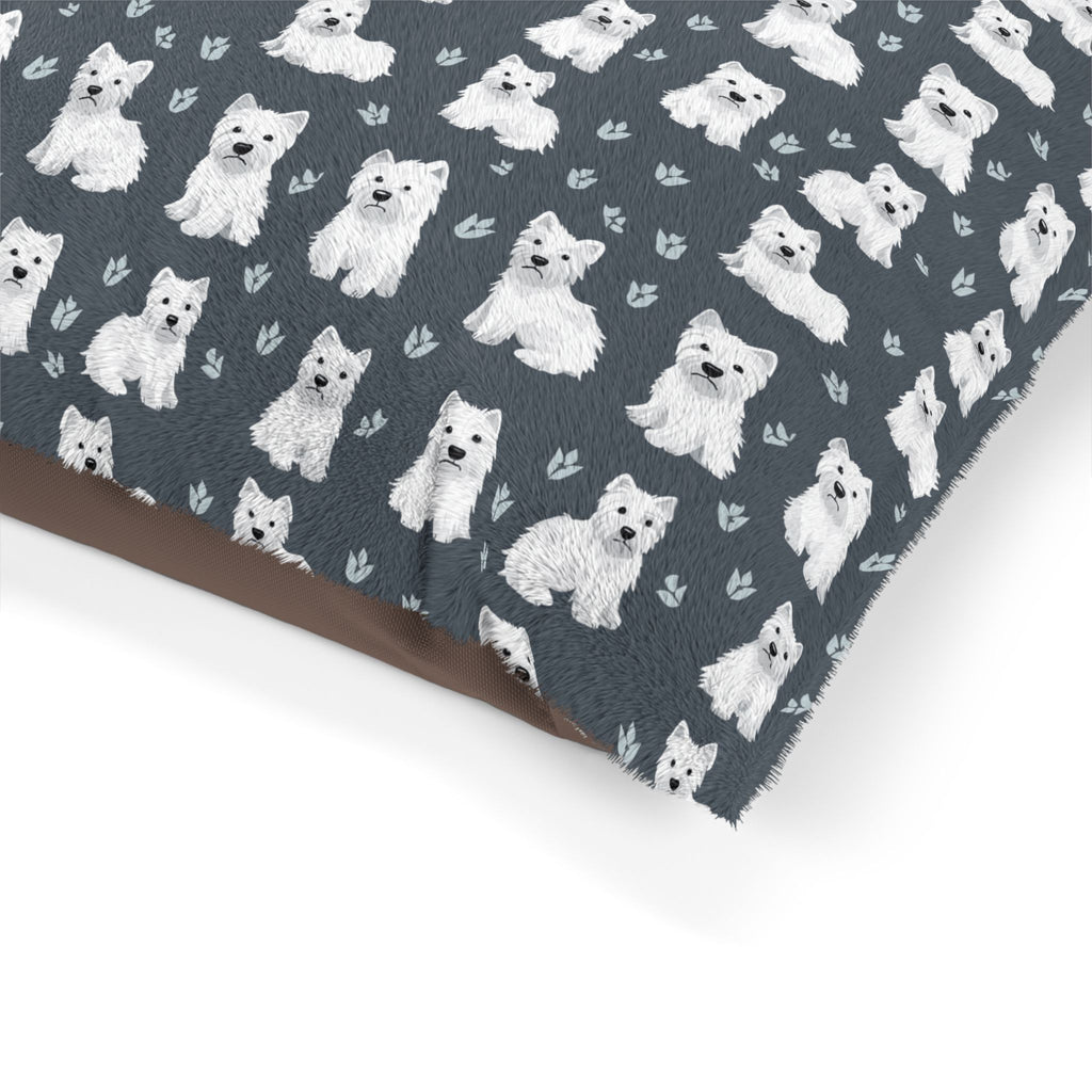 Westie Pattern Pet Bed | White West Highland Terrier Repeat Design