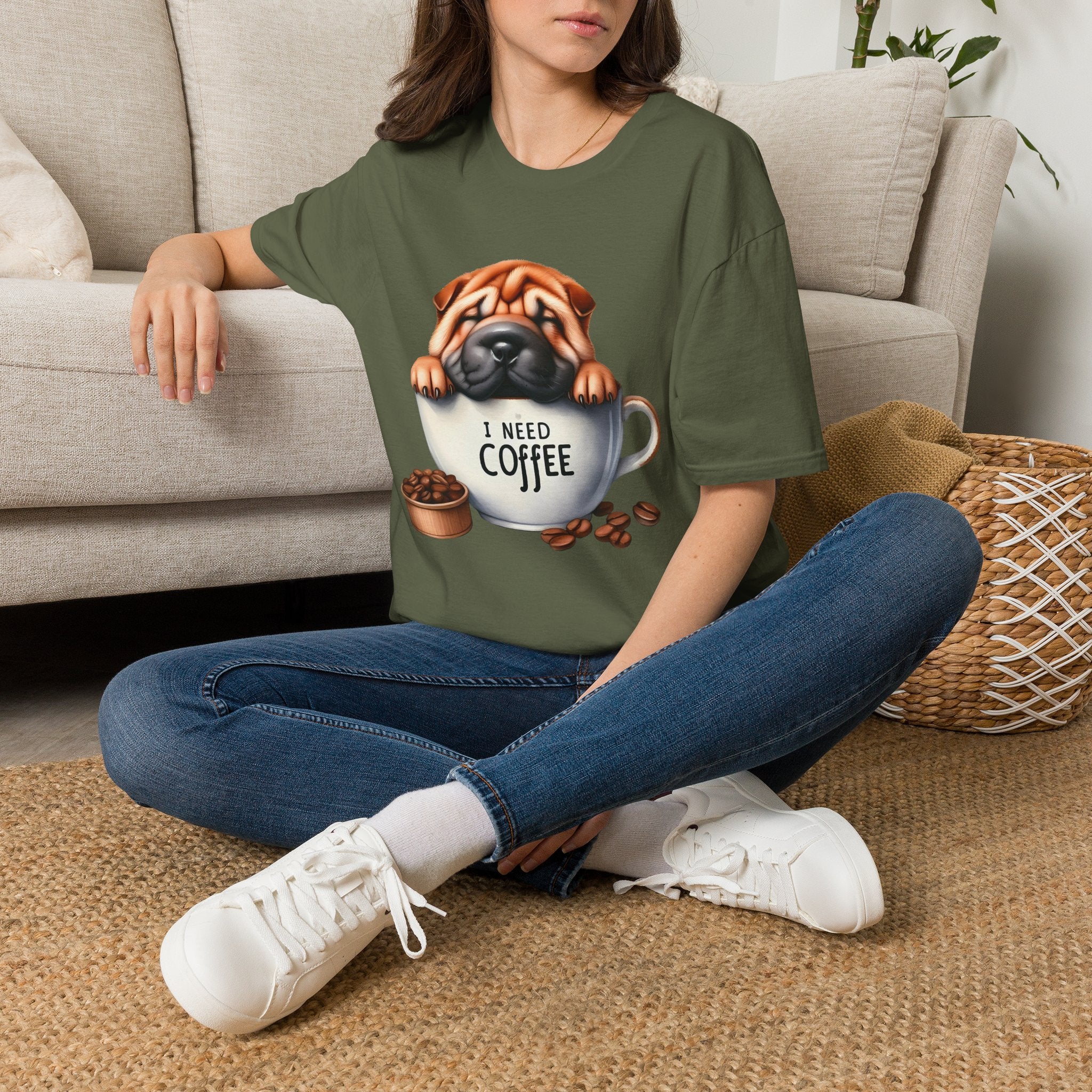 Pug in Coffee Cup T-Shirt | I Need Coffee Puppy Tee