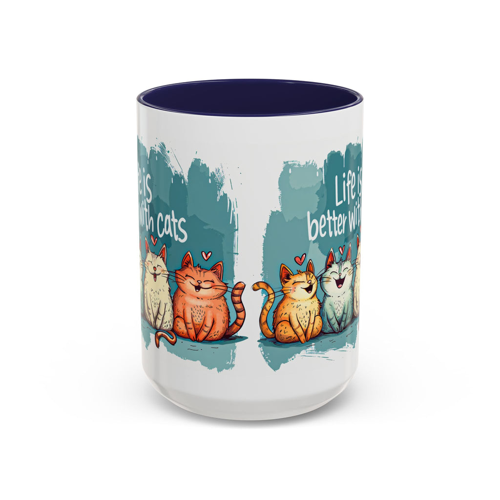 Life Is Better With Cats Coffee Mug | Accent Two-Tone Mug