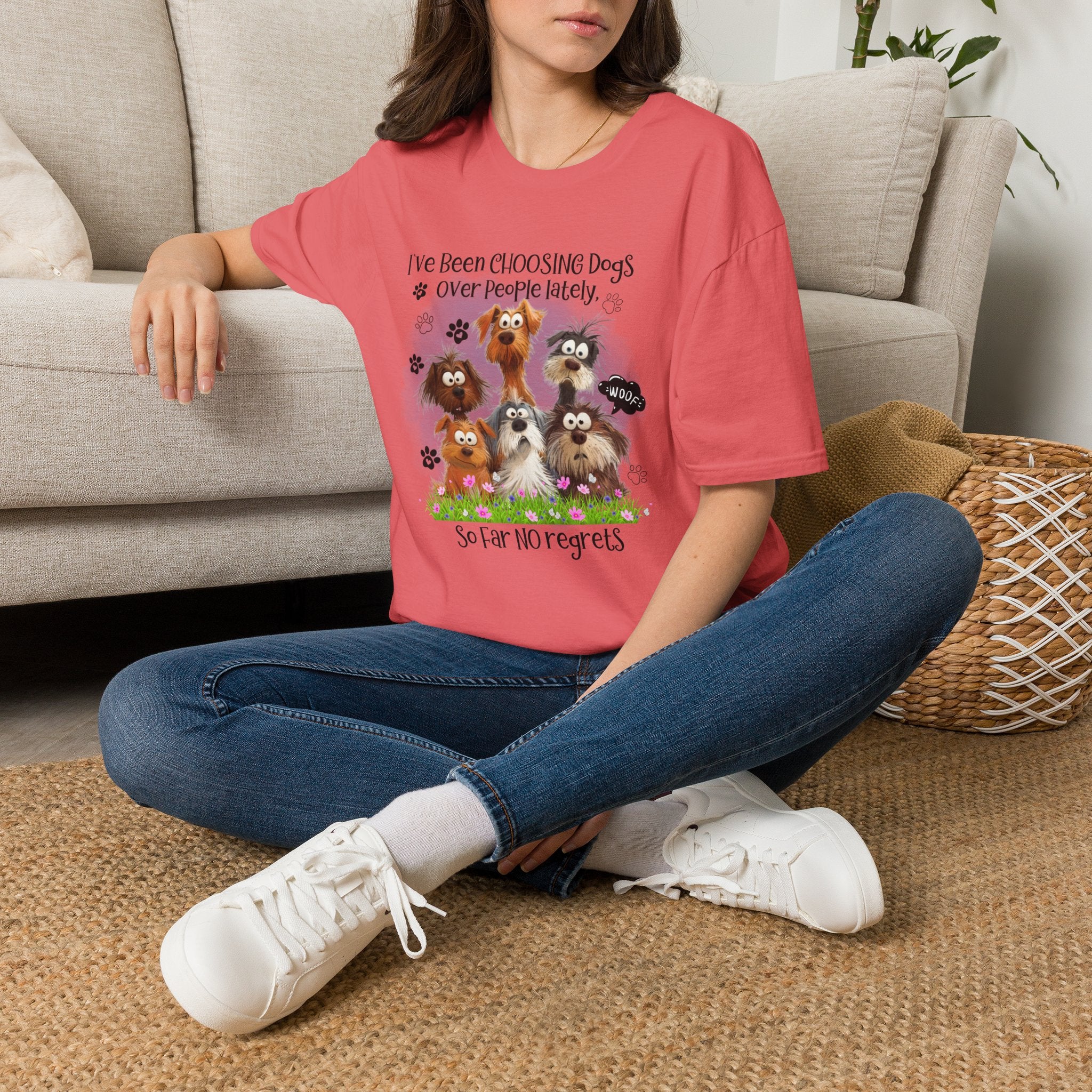 Choosing Dogs Over People T-Shirt | Cute Cartoon Dogs, Paw Print Design