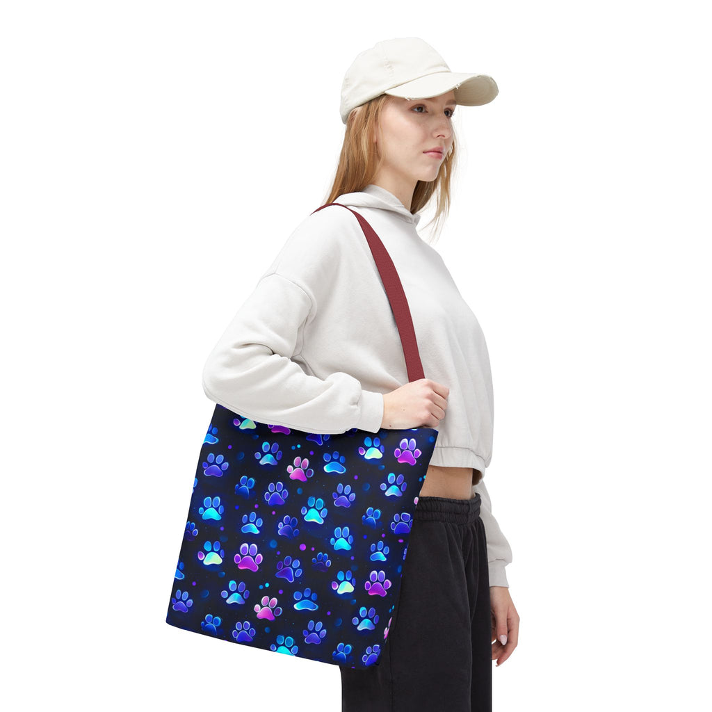 Neon Paw Print Tote | Colorful Cat Dog Paw Pattern All Over Print