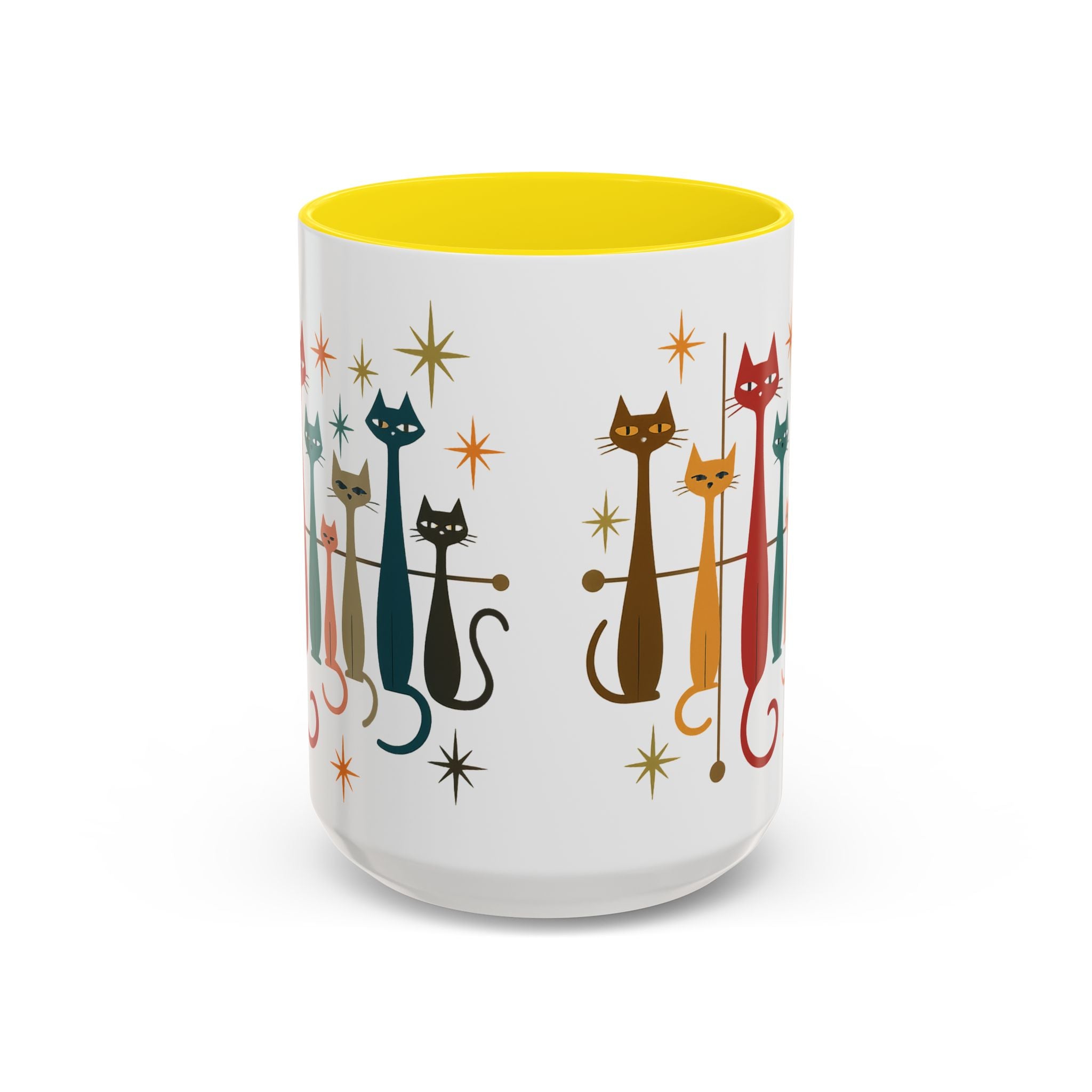 Retro Mid-Century Cats 1950s 1960s Accent Coffee Mug | 11oz 15oz