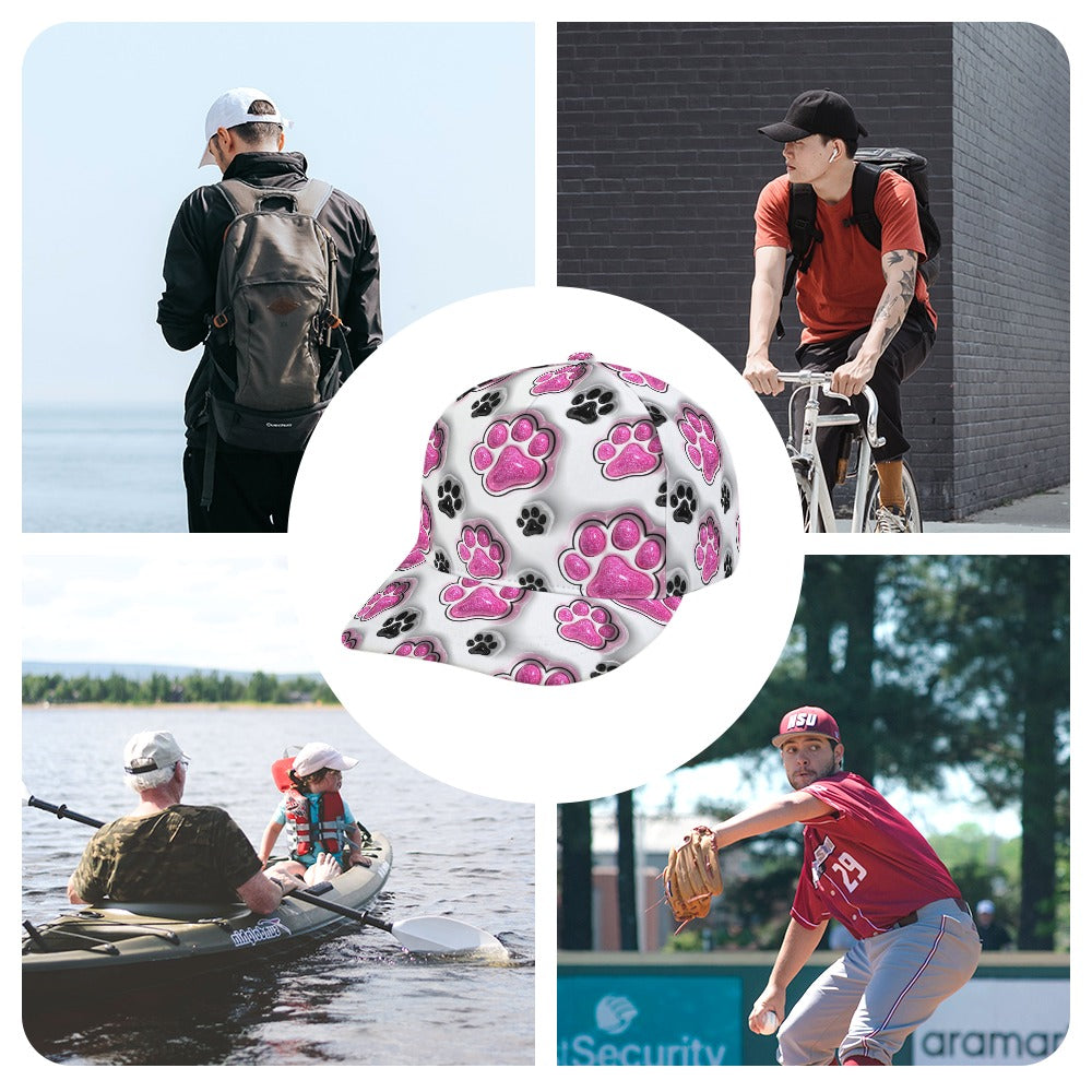 3D Sparkly Pet Paws Inflated Tumbler Wrap, Puffy Pink Glitter Dog Mom Sublimation Design, Dog Lover Cap