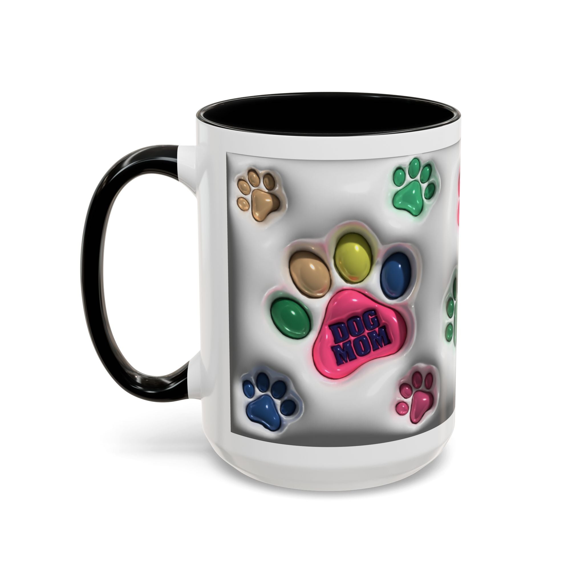 Colorful Paw Print Dog Mom Mug | Accent Coffee Mug