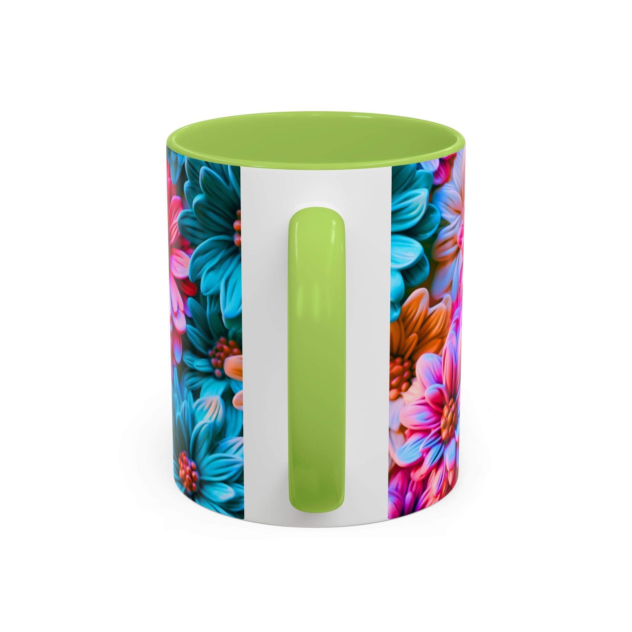 Vibrant Dahlia Floral Accent Mug | 11oz 15oz Ceramic Coffee Mug