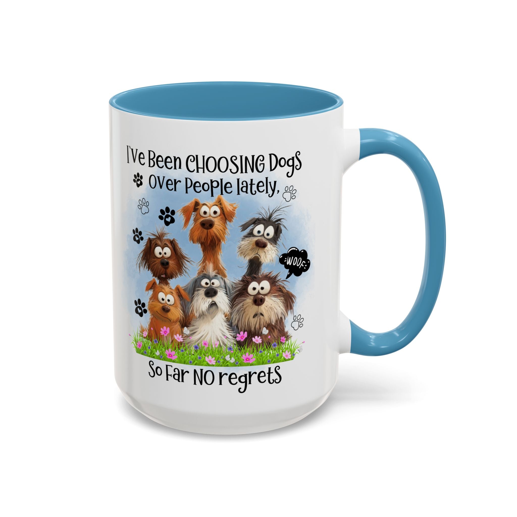 Choosing Dogs Over People Mug | Funny Cute Cartoon Dogs, 11oz 15oz Accent Coffee Mug