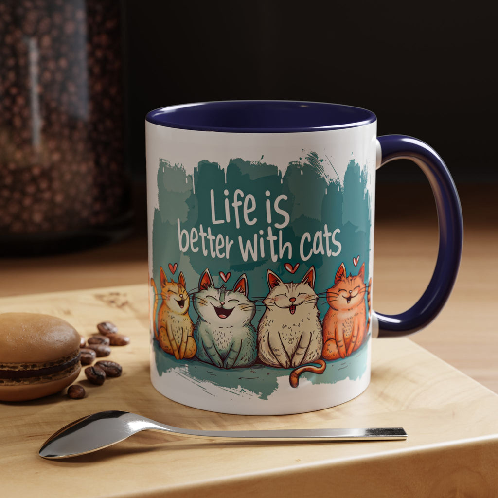 Life Is Better With Cats Coffee Mug | Accent Two-Tone Mug