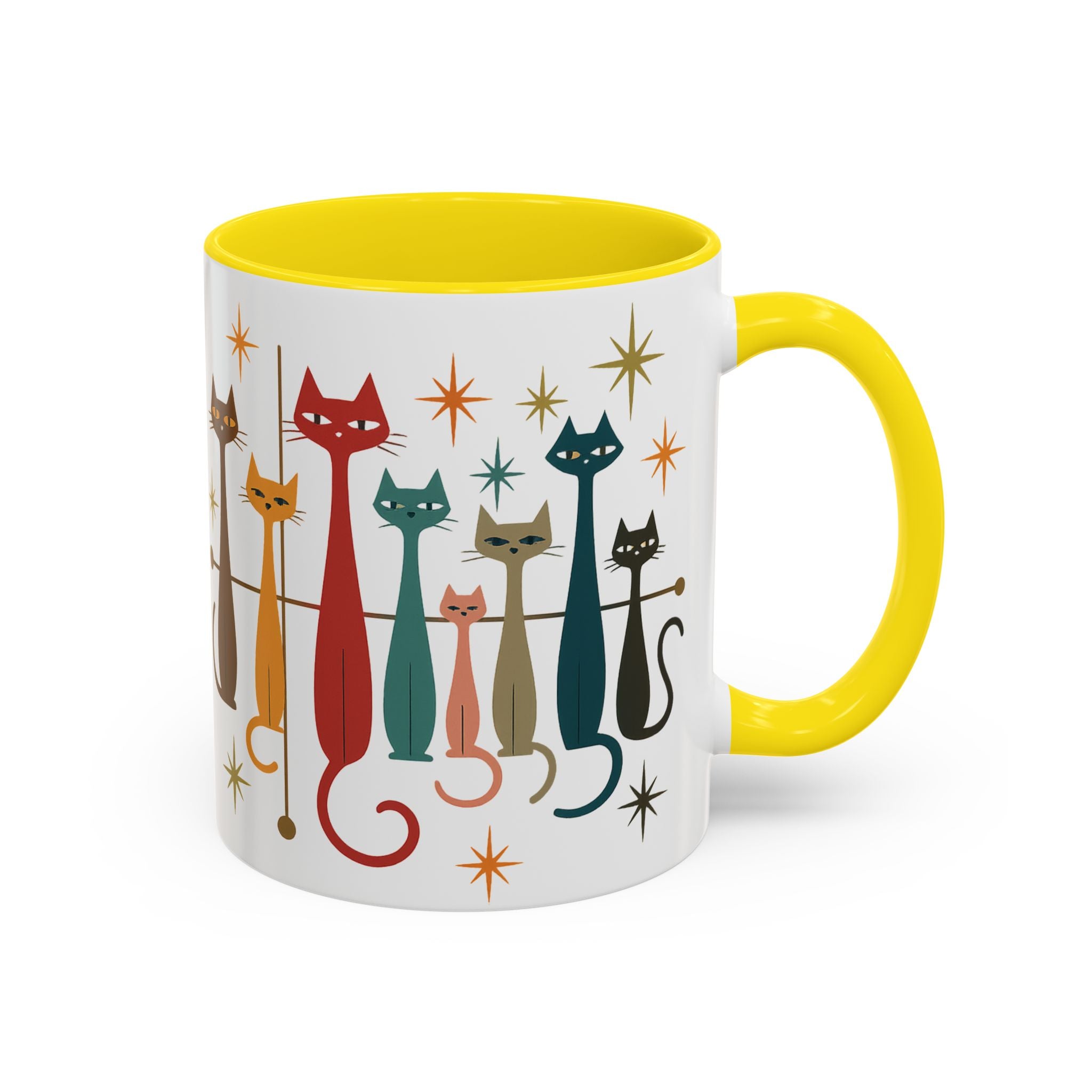 Retro Mid-Century Cats 1950s 1960s Accent Coffee Mug | 11oz 15oz