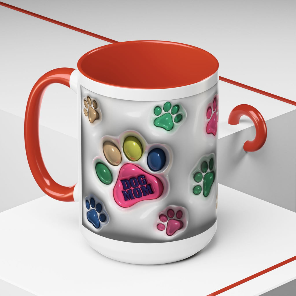 Colorful Paw Print Dog Mom Mug | Accent Coffee Mug