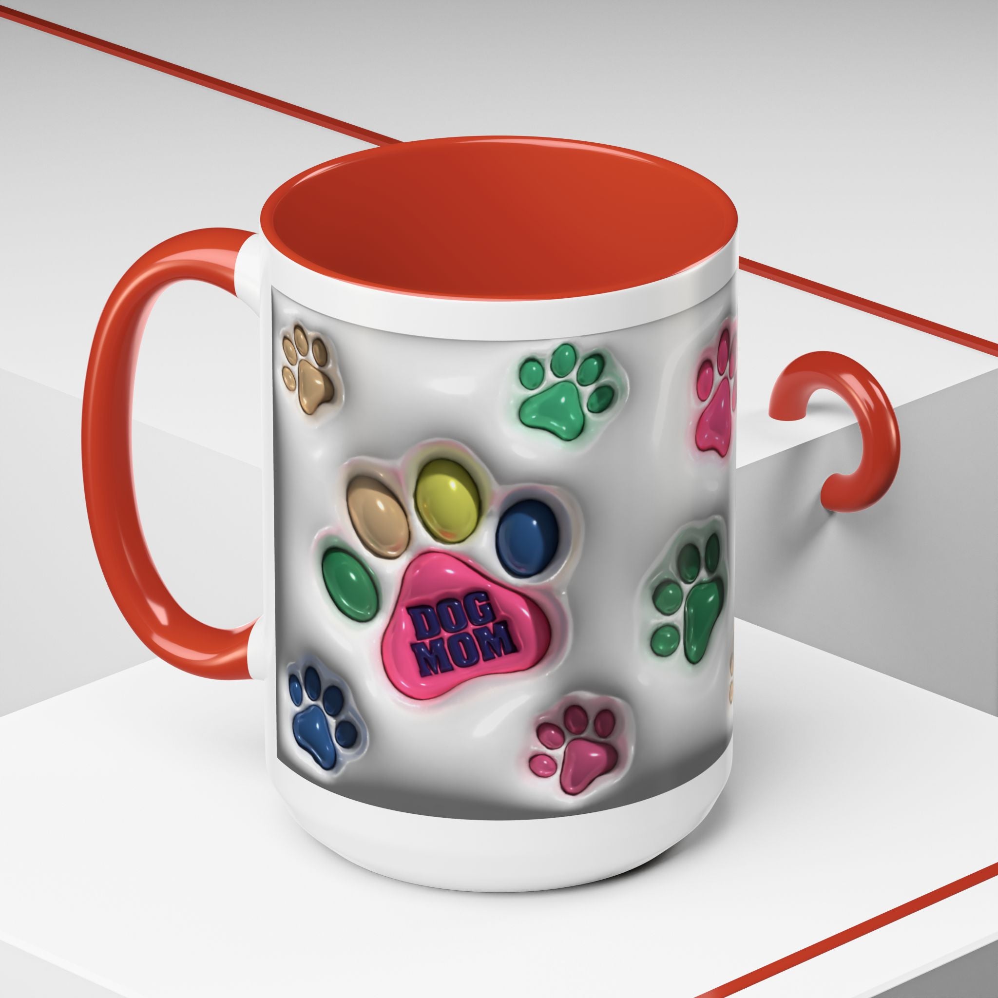 Colorful Paw Print Dog Mom Mug | Accent Coffee Mug