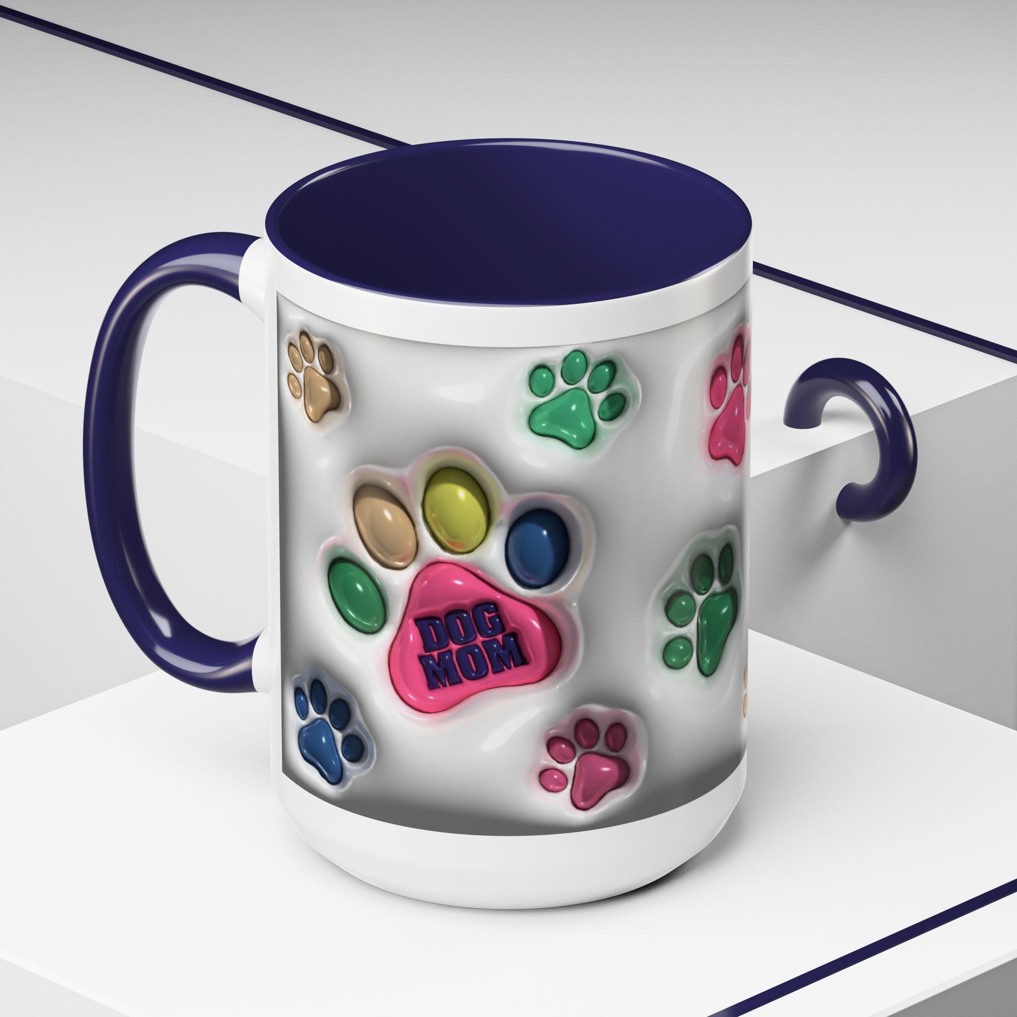 Colorful Paw Print Dog Mom Mug | Accent Coffee Mug