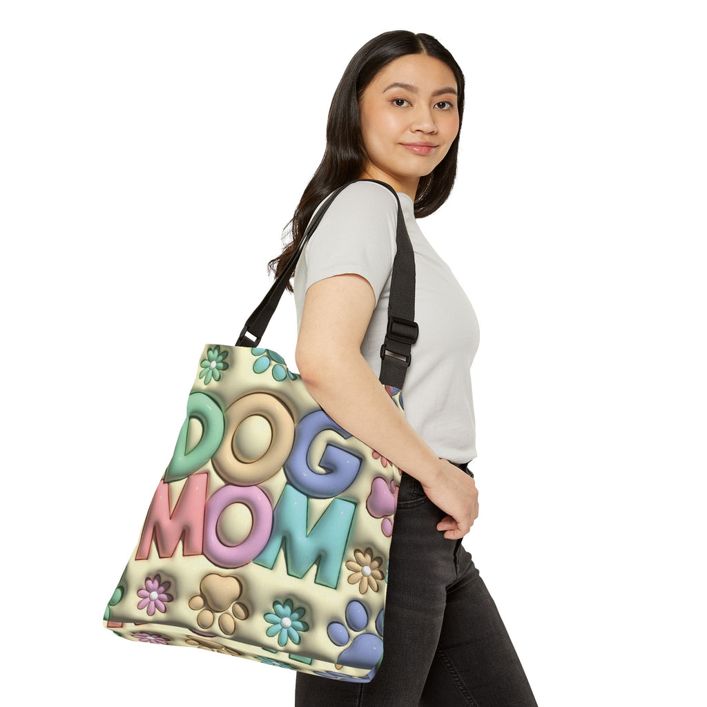 Dog Mom Adjustable Tote Bag | Pastel Floral Paw Print Design