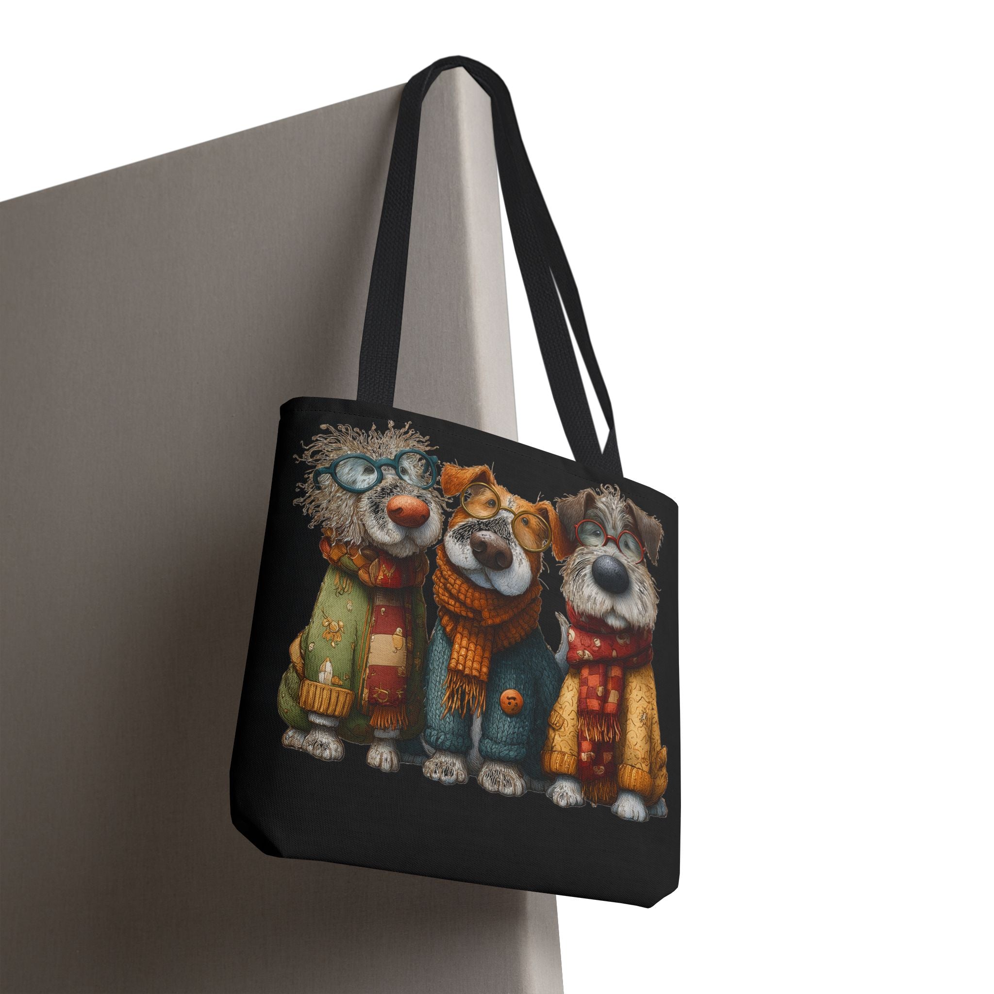Three Cozy Dogs Tote Bag | Cute Winter Dogs Illustration