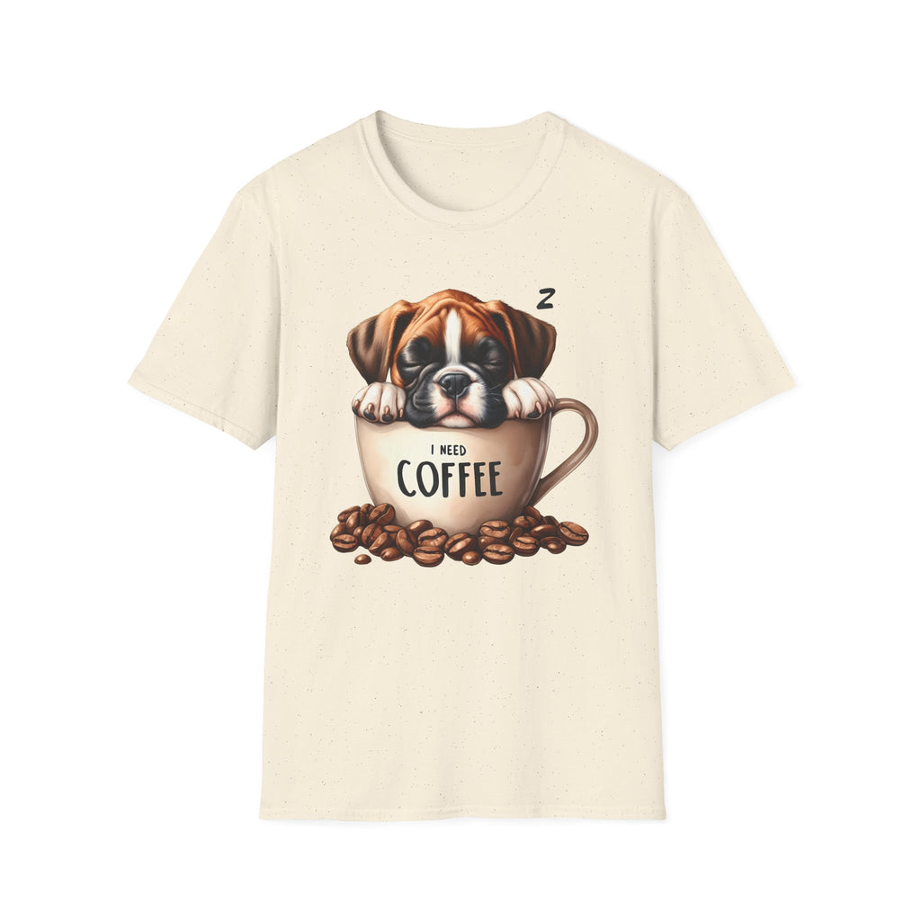 Sleeping Puppy in Coffee Cup T-Shirt | I Need Coffee Design