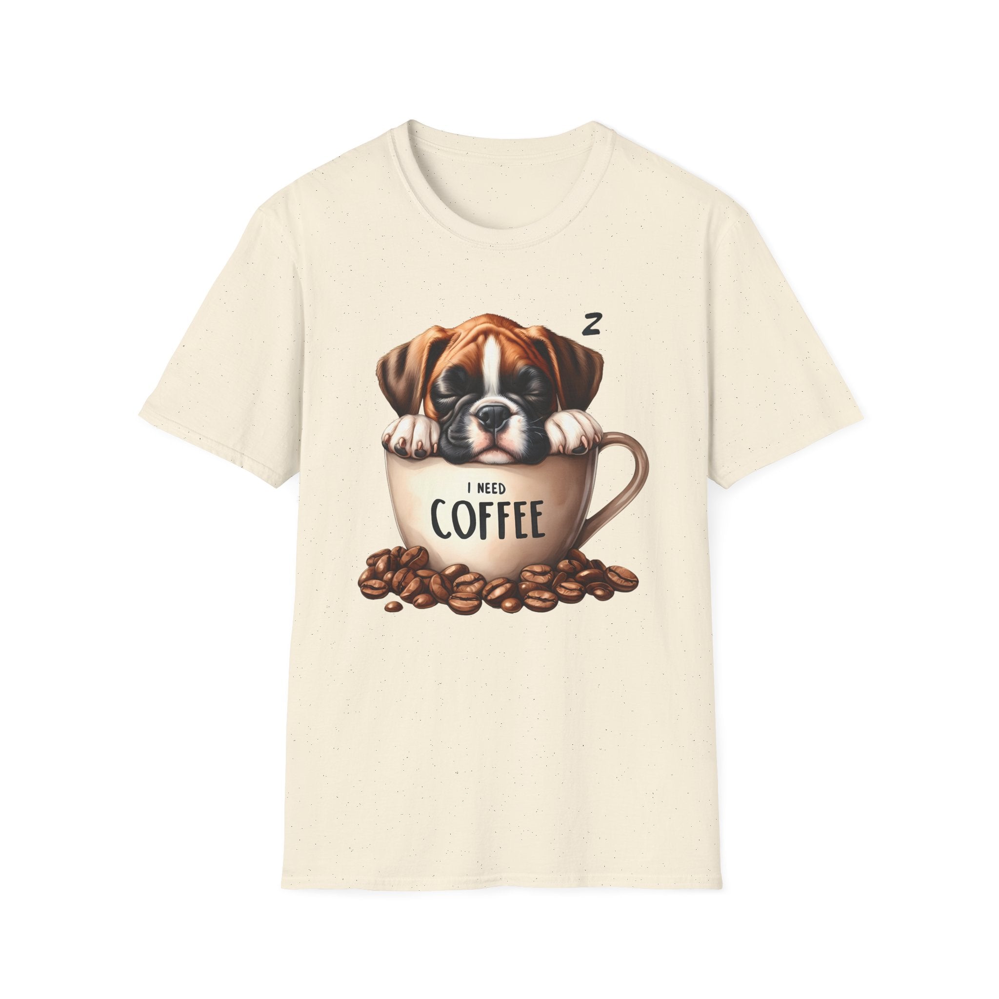Sleeping Puppy in Coffee Cup T-Shirt | I Need Coffee Design