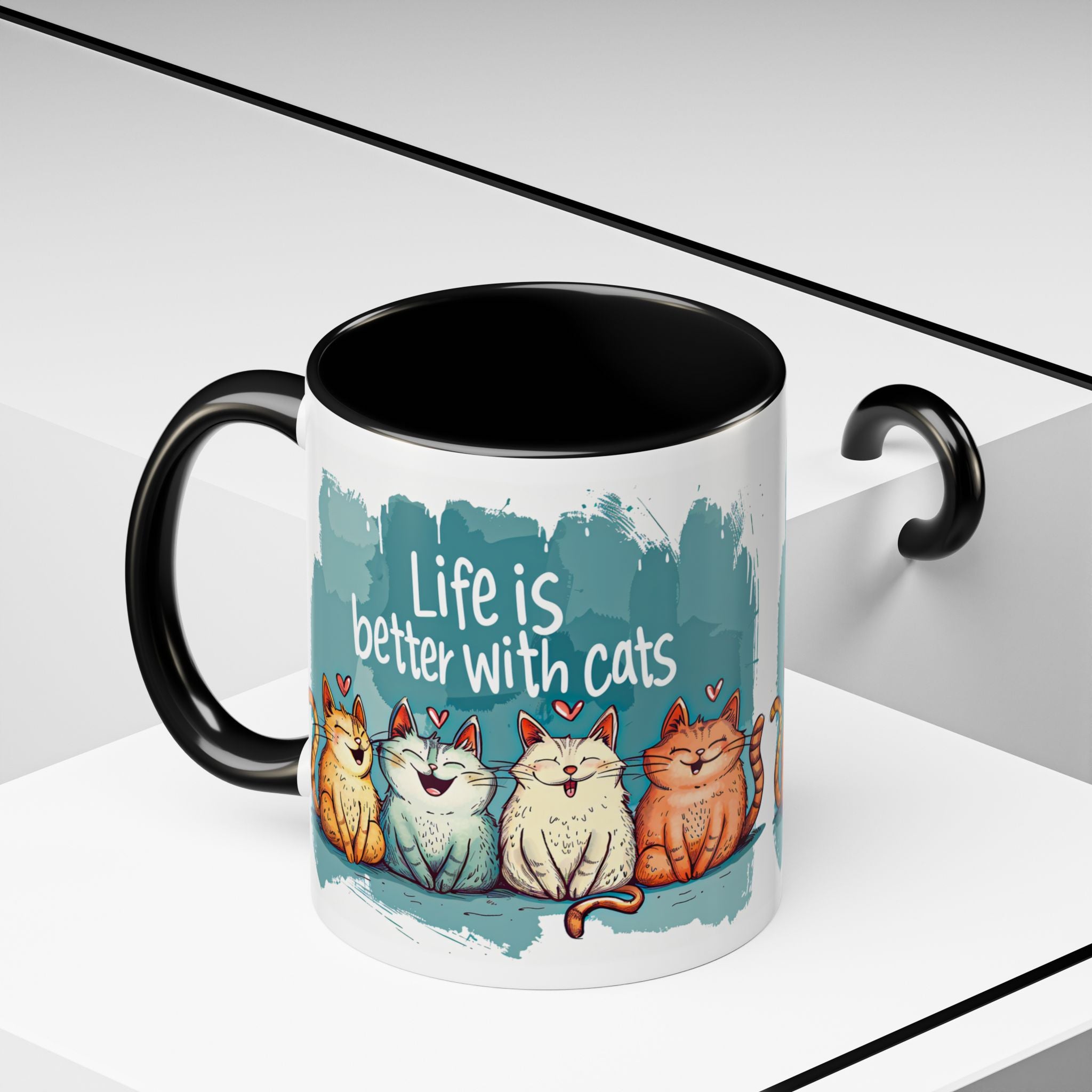 Life Is Better With Cats Coffee Mug | Accent Two-Tone Mug