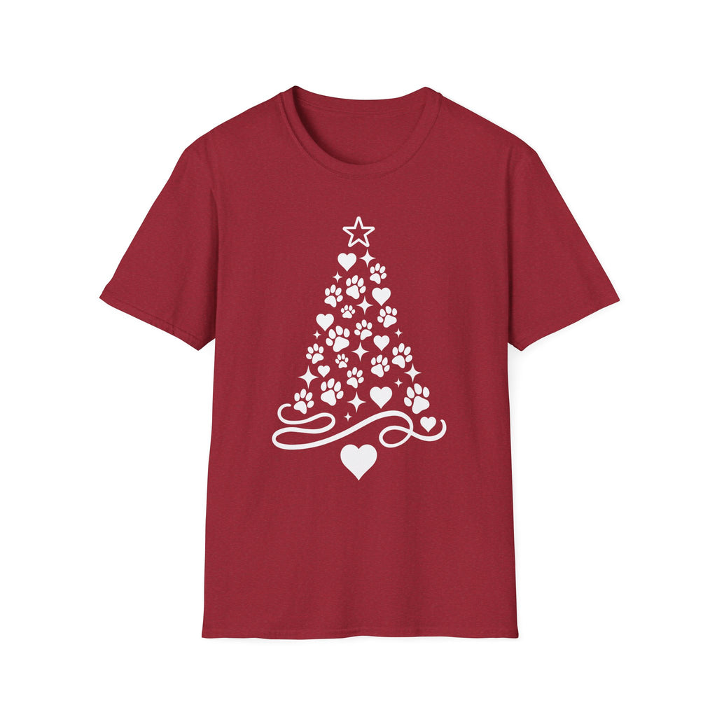 Paw Paw Print Christmas Tree T-Shirt | Dog Lover Holiday Tee