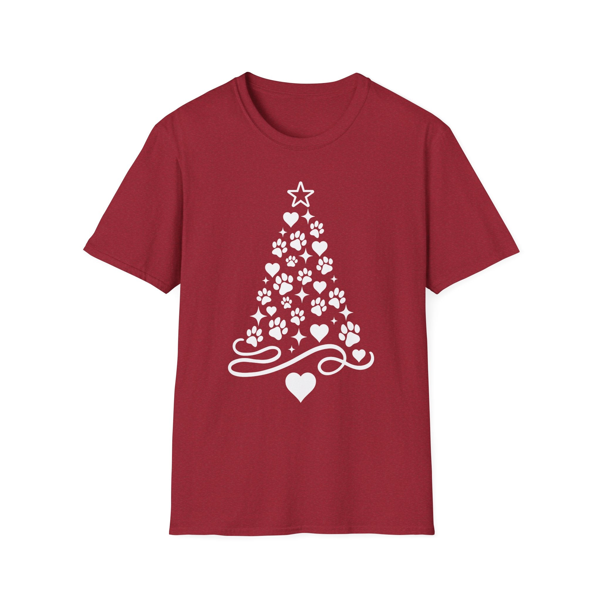 Paw Paw Print Christmas Tree T-Shirt | Dog Lover Holiday Tee