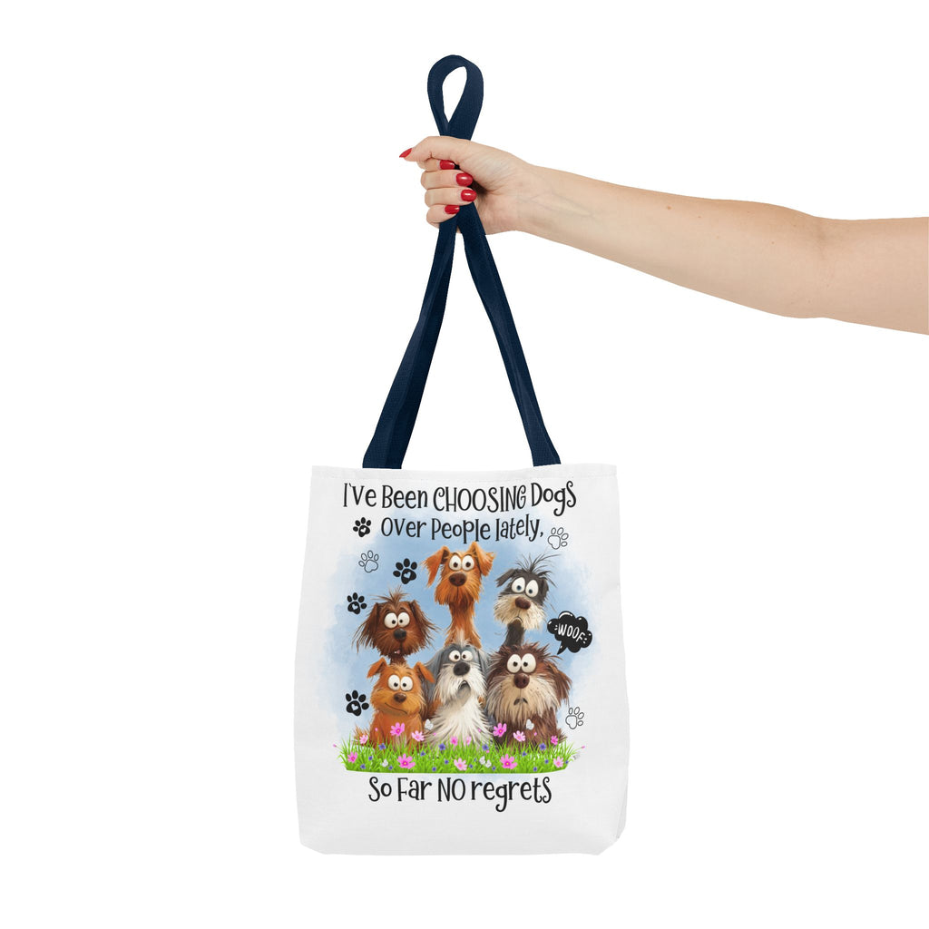 Choosing Dogs Over People Tote Bag | Cute Cartoon Dogs, Paw Print Design
